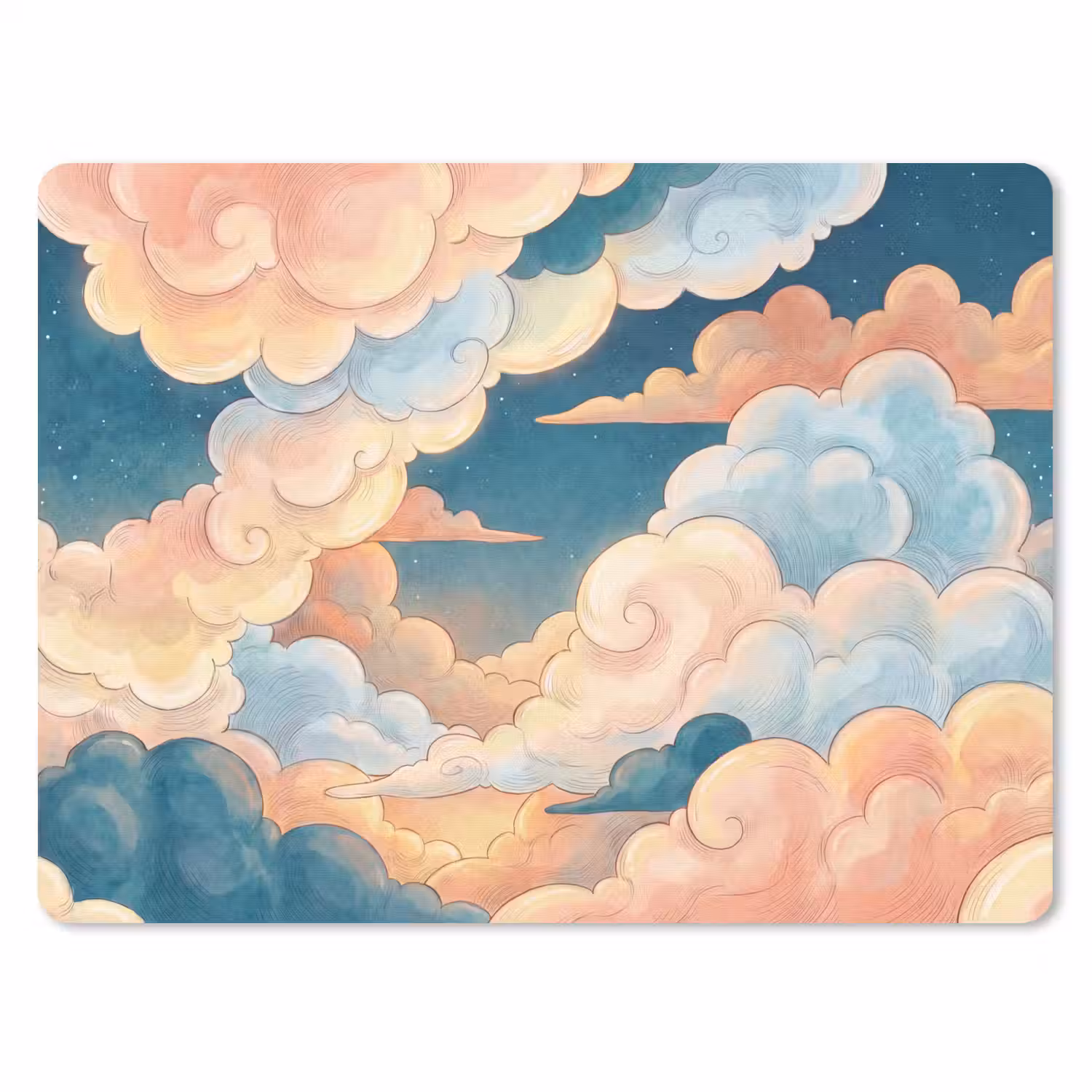 Wolk - Lucht - Natuur - Illustratief - Oranje muismat rubber klein -3d