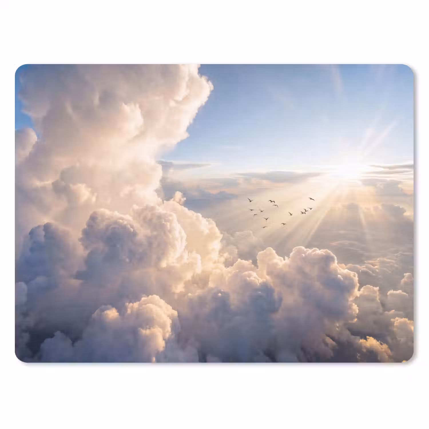 Wolken - Zonnestralen - Natuur - Wit muismat rubber klein -3d