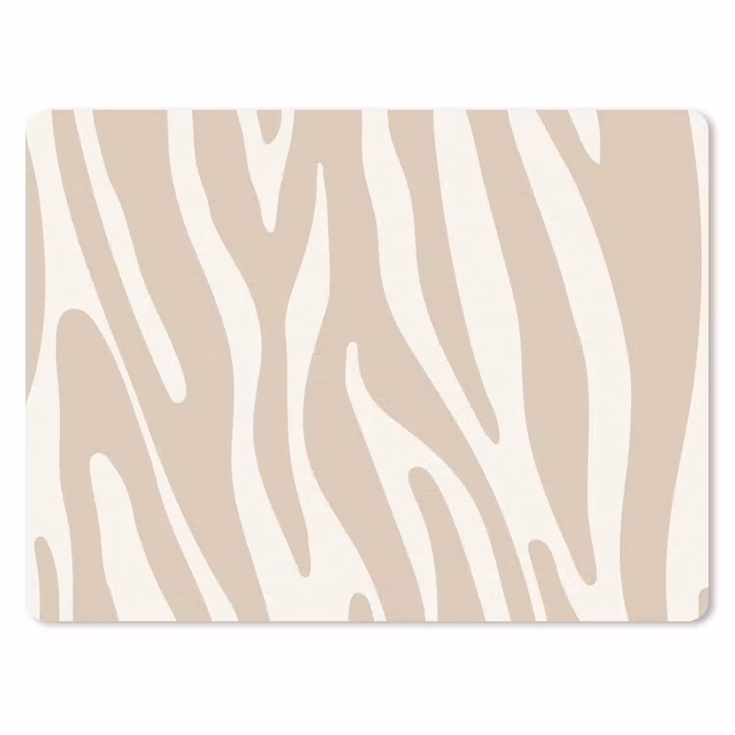 Zebraprint - Beige - Wit - Dierenprint muismat rubber klein -3d
