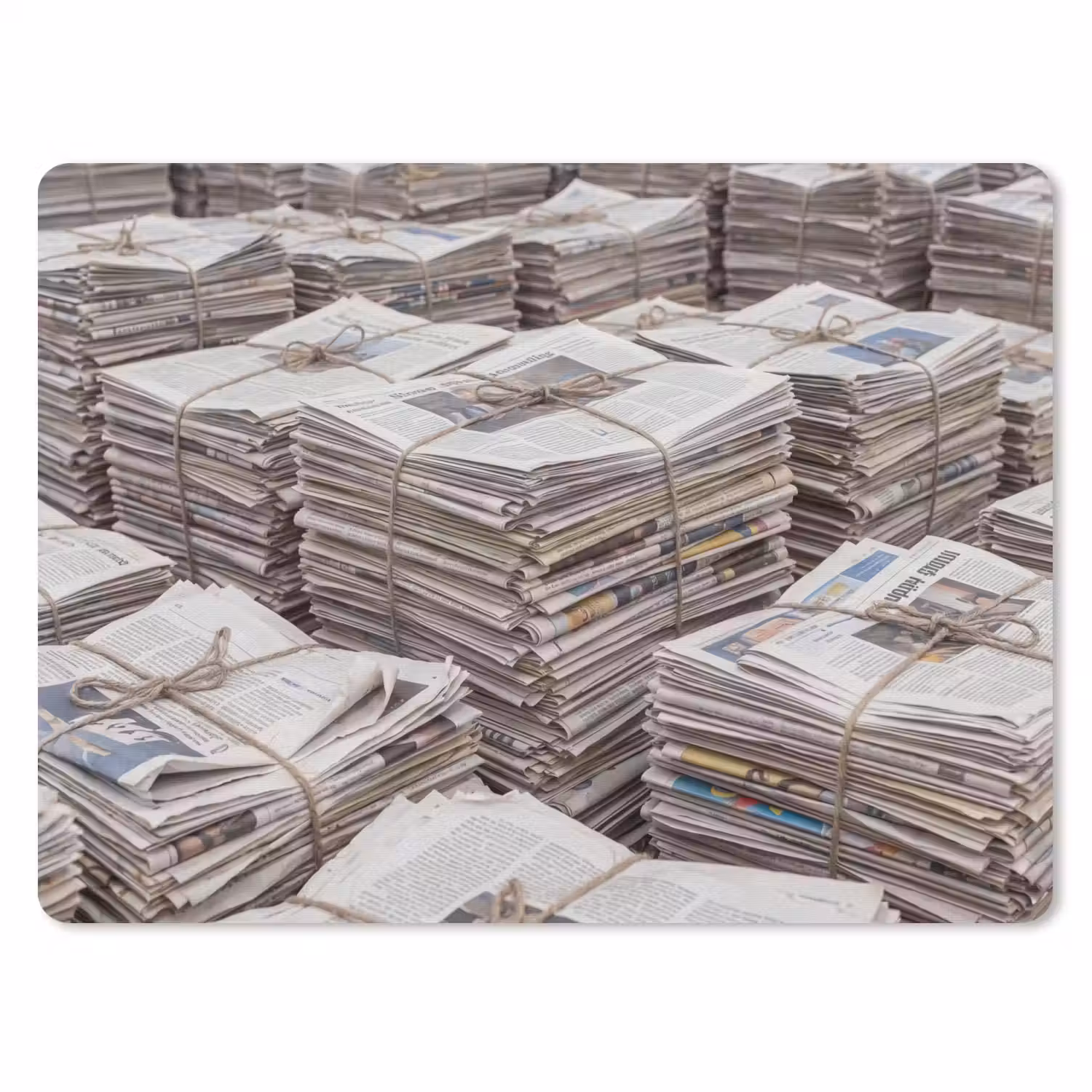 Kranten - Stapels - Touw - Informatie - Vintage muismat rubber klein -3d