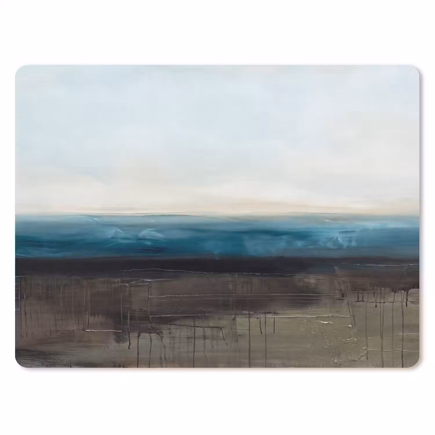 Abstract - Landschap - Horizon - Blauw - Modern muismat rubber klein -3d