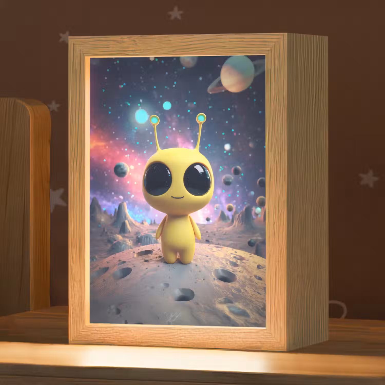 Alien - Ruimte - Geel - Planeten Light Box met kabel klein -zzz_3d_website