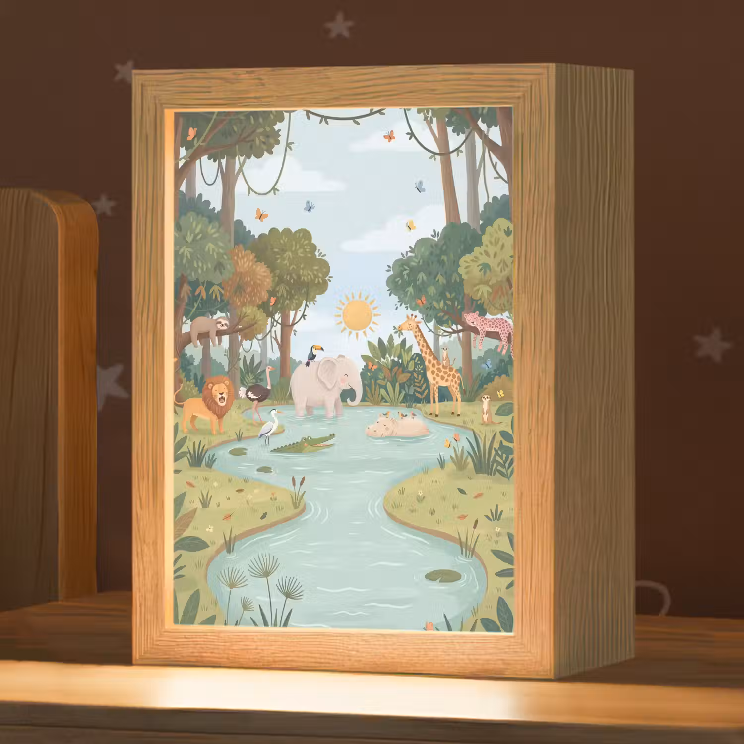 Jungle - Oase - Dieren - Kleurrijk Light Box met kabel (Kinderlampje) klein -zzz_3d_website
