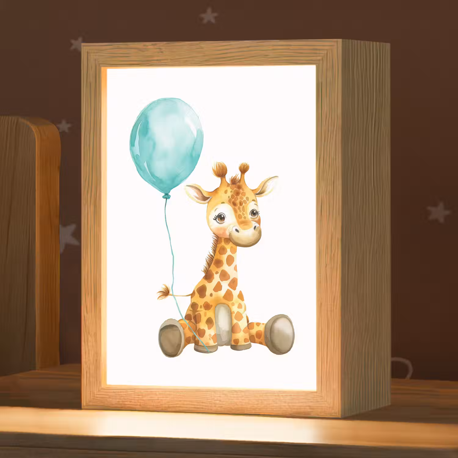 Giraf - Baby - Dieren - Blauwe ballon Light Box met kabel klein -zzz_3d_website