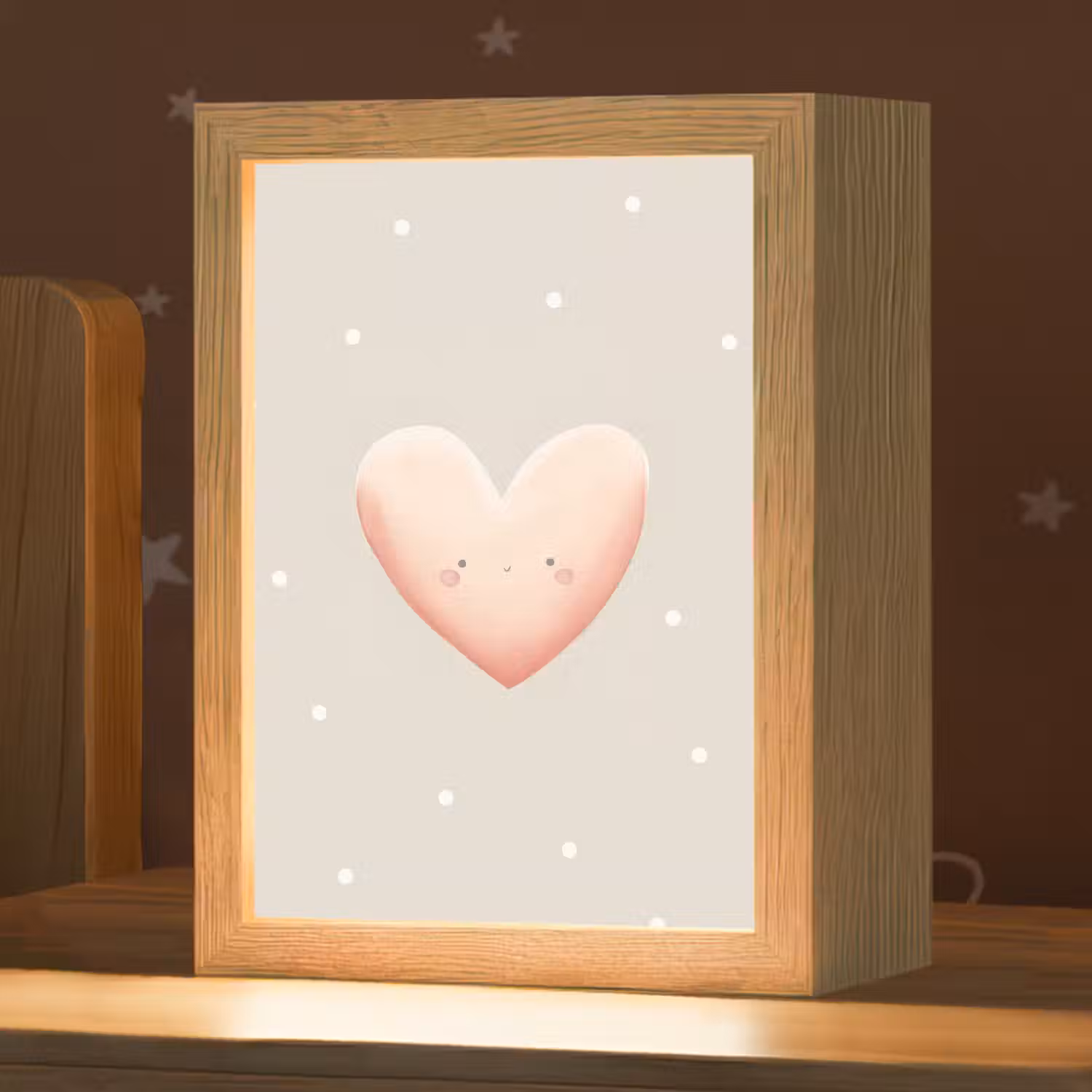Hart - Gezicht - Roze - Stippen Light Box met kabel klein -zzz_3d_website
