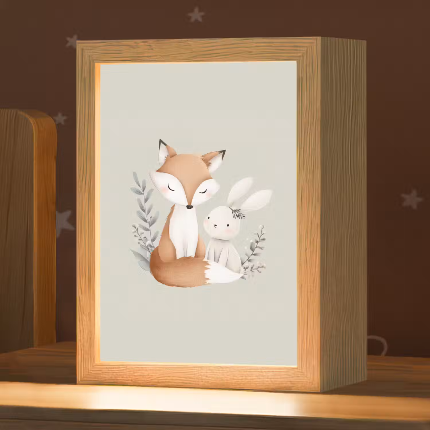 Illustratie - Vos - Konijn - Bladeren Light Box met kabel klein -zzz_3d_website