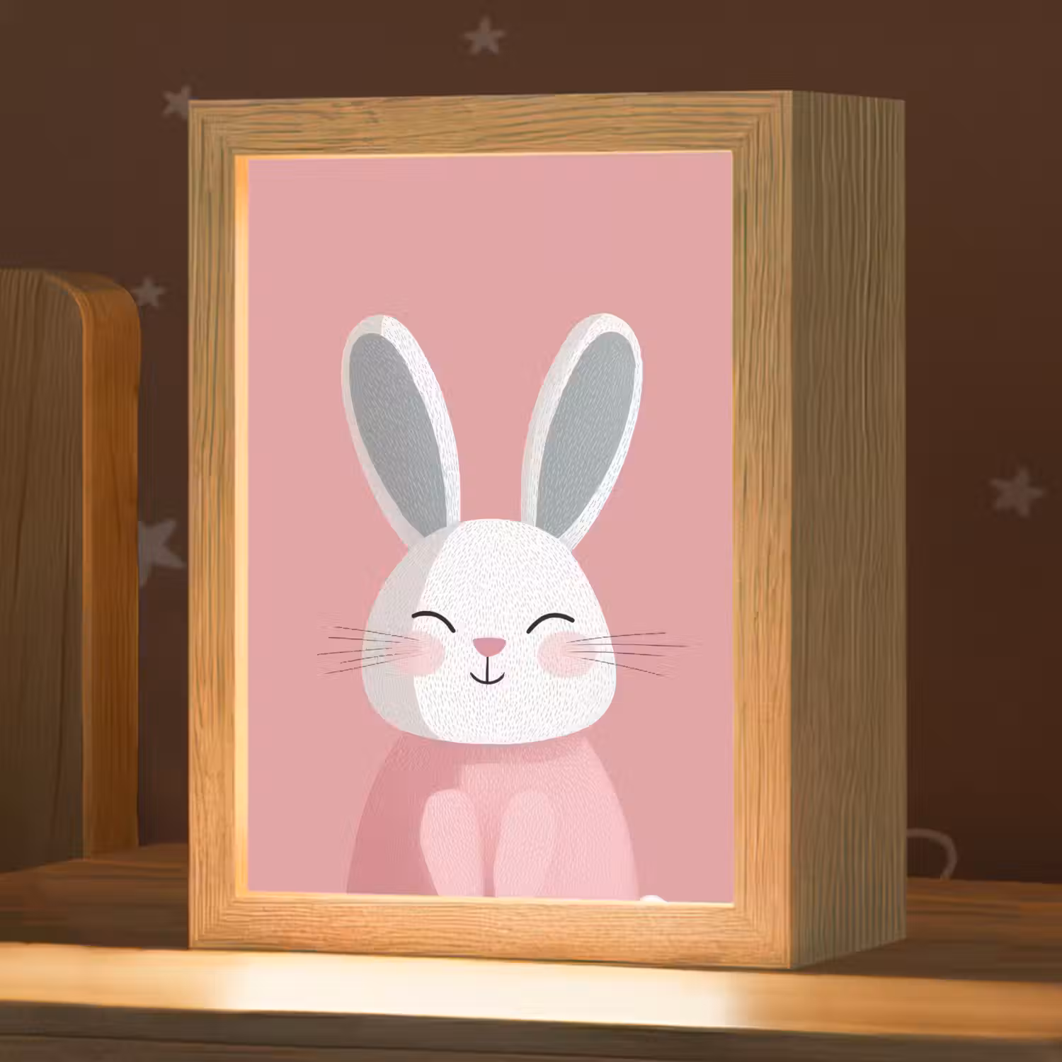 Illustratie - Konijn - Roze - Minimalistisch Light Box met kabel klein -zzz_3d_website