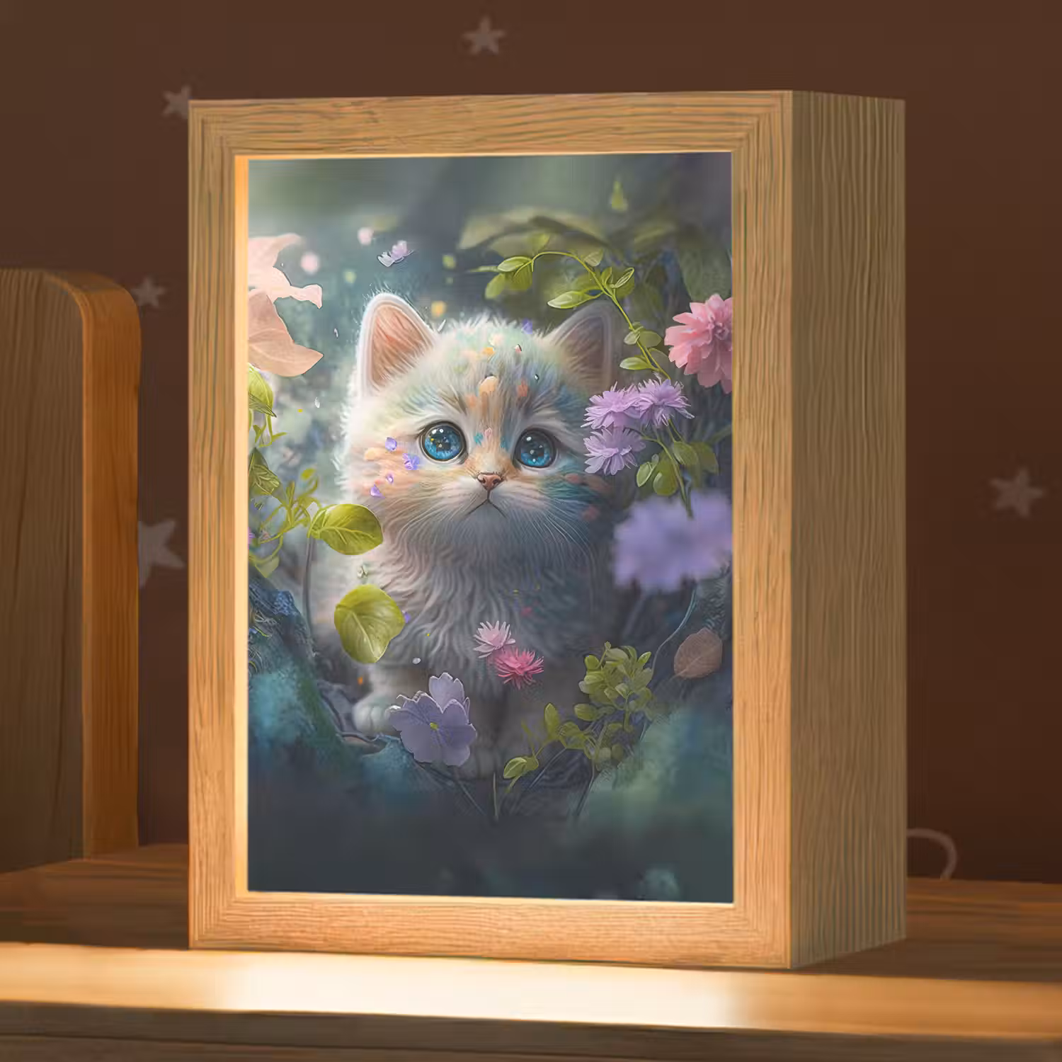 Kitten - Bloemen - Bos - Illustratie - Poes Light Box met kabel klein -zzz_3d_website