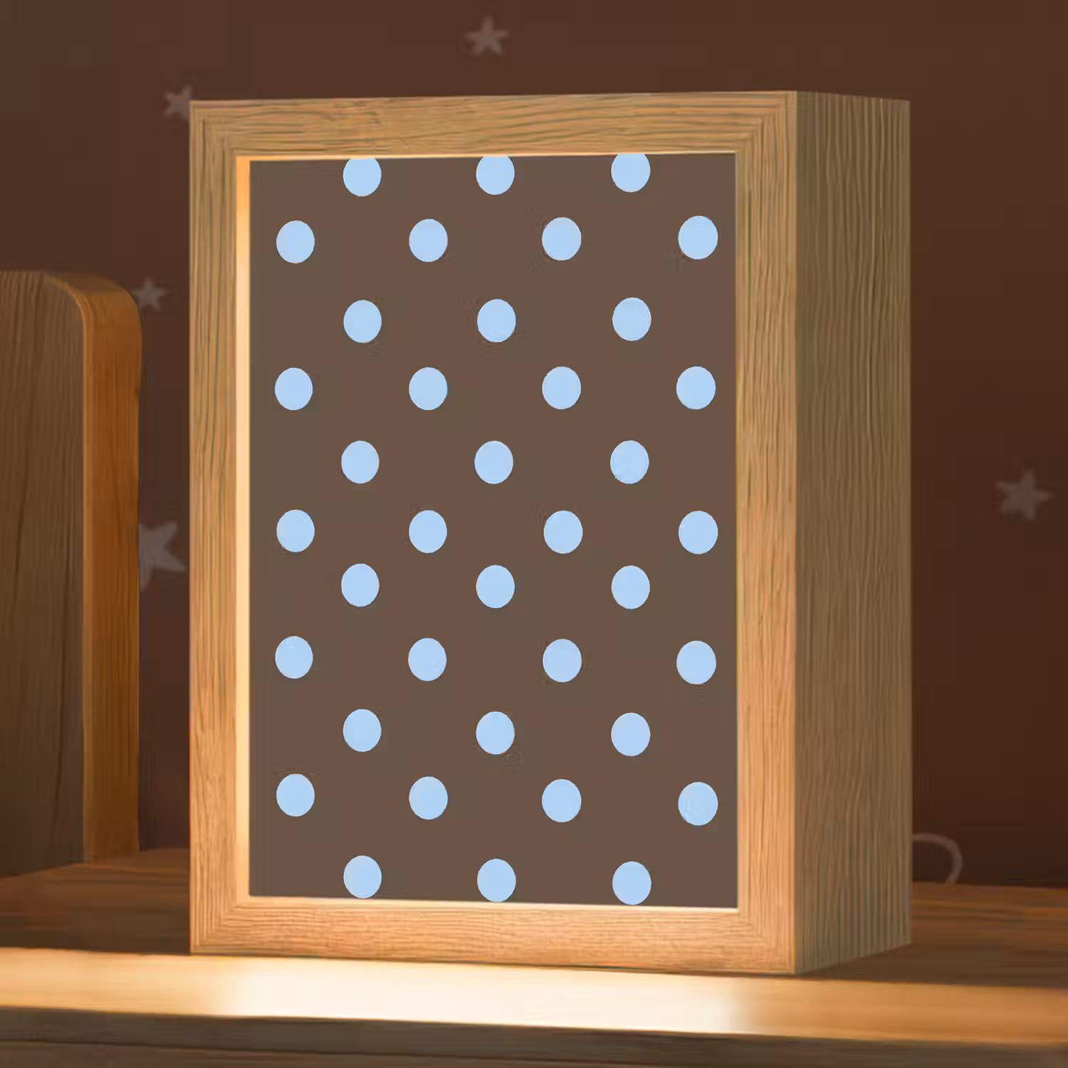Klassiek - Stippen - Bruin Light Box met kabel (Kinderlampje) klein 904 -zzz_3d_website