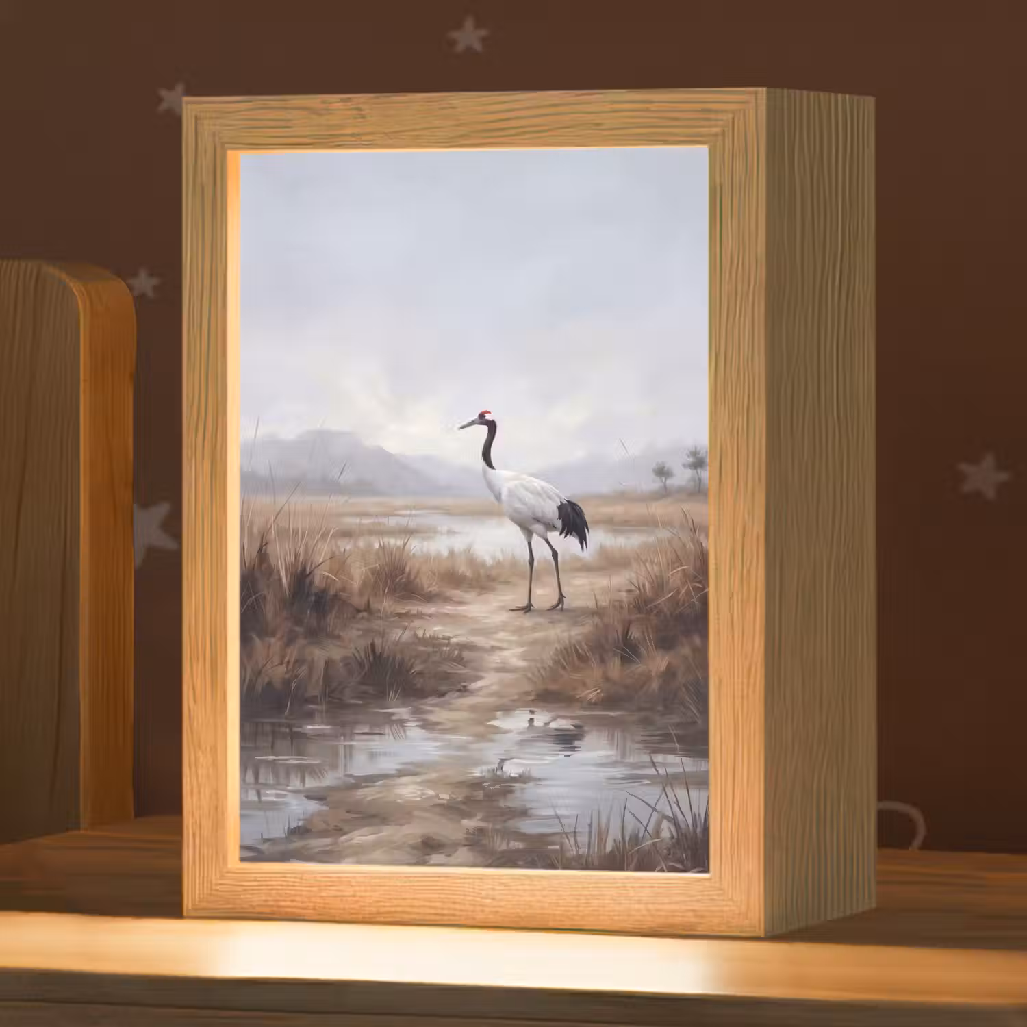 Kraanvogel - Natuur - Realistisch Light Box met kabel (Kinderlampje) klein -zzz_3d_website