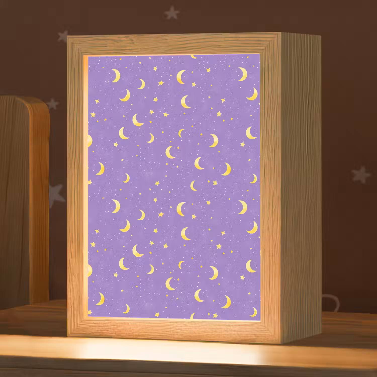 Manen - Sterren - Paars Light Box met kabel (Kinderlampje) klein 904 -zzz_3d_website