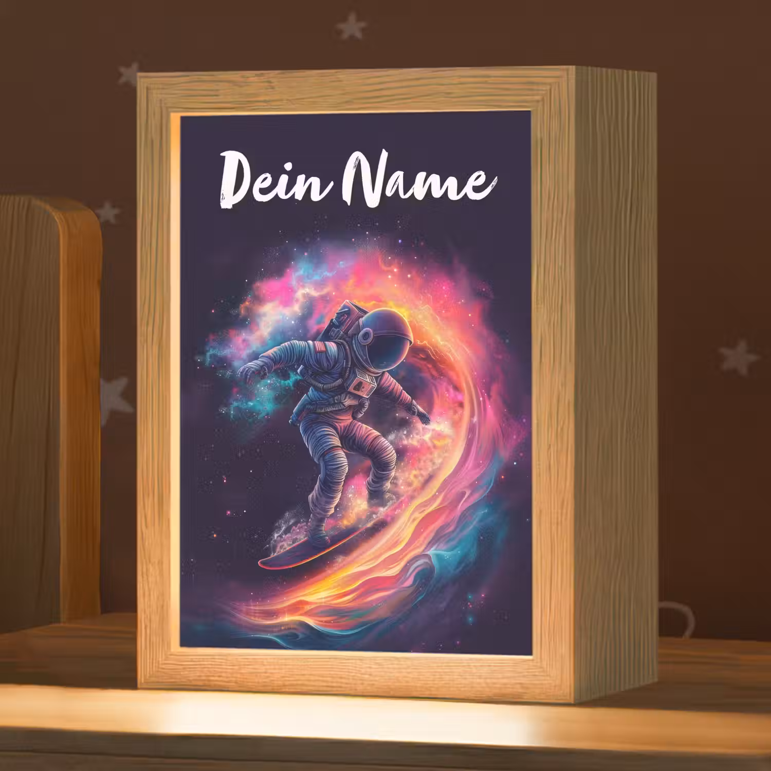 Astronaut - Ruimte - Surfen - Kleurrijk Light Box met kabel (Kinderlampje) klein -zzz_3d_website
