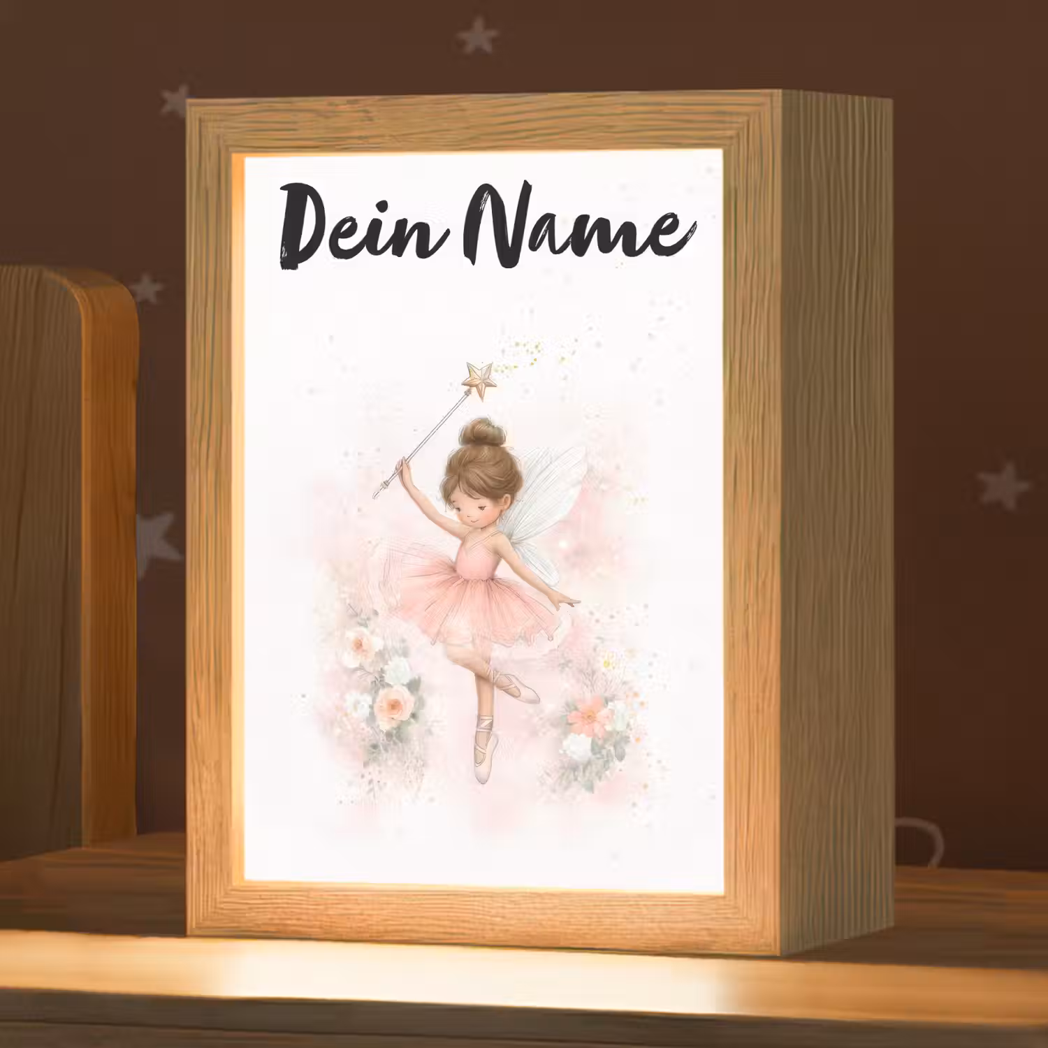 Ballerina - Fee - Bloemen - Roze Light Box met kabel (Kinderlampje) klein -zzz_3d_website