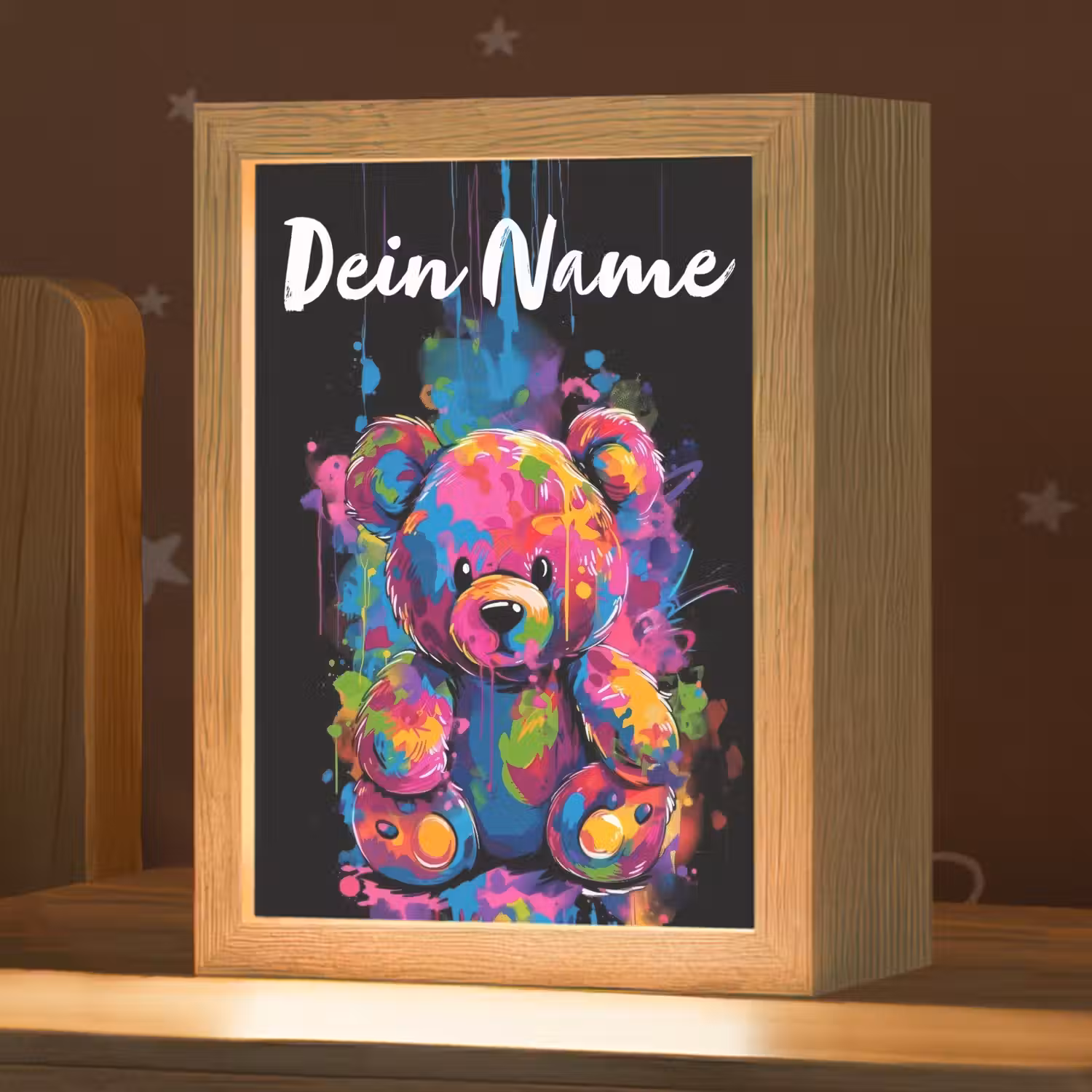 Beer - Verf - Kleurrijk - Knuffeldier Light Box met kabel (Kinderlampje) klein -zzz_3d_website