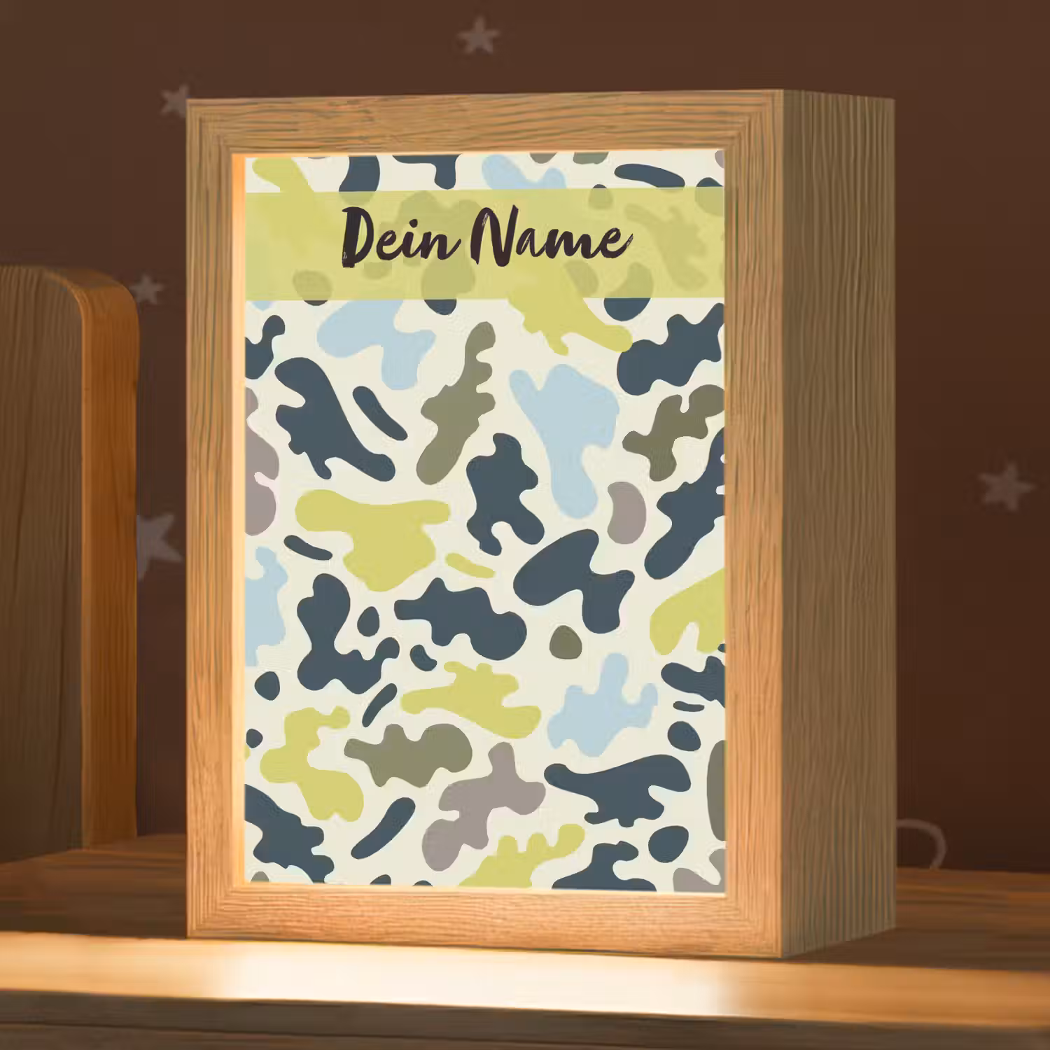 Camouflage - Groen - Blauw - Jongens - Kinderen Light Box met kabel (Kinderlampje) klein -zzz_3d_website