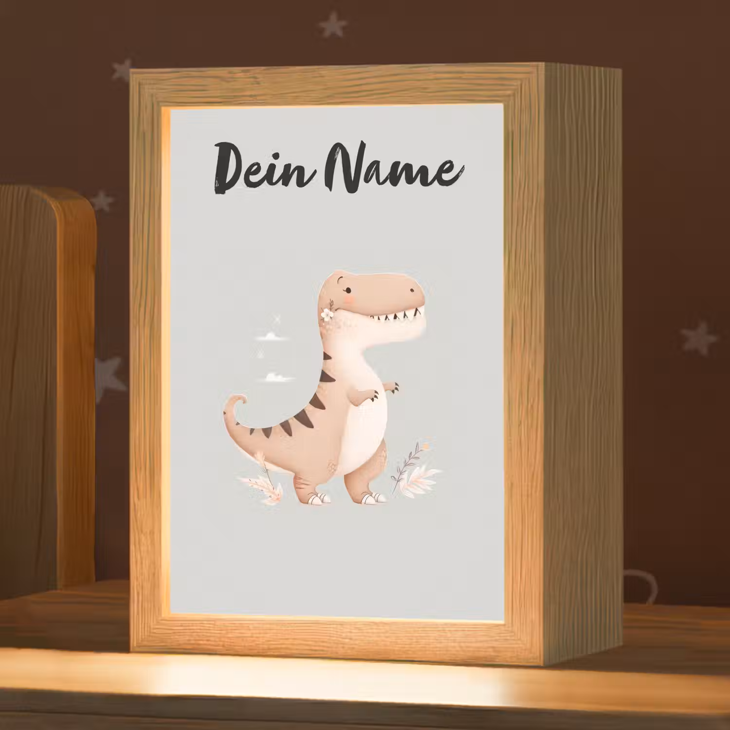 Dino - Blauw - Bloemen Light Box met kabel (Kinderlampje) klein -zzz_3d_website