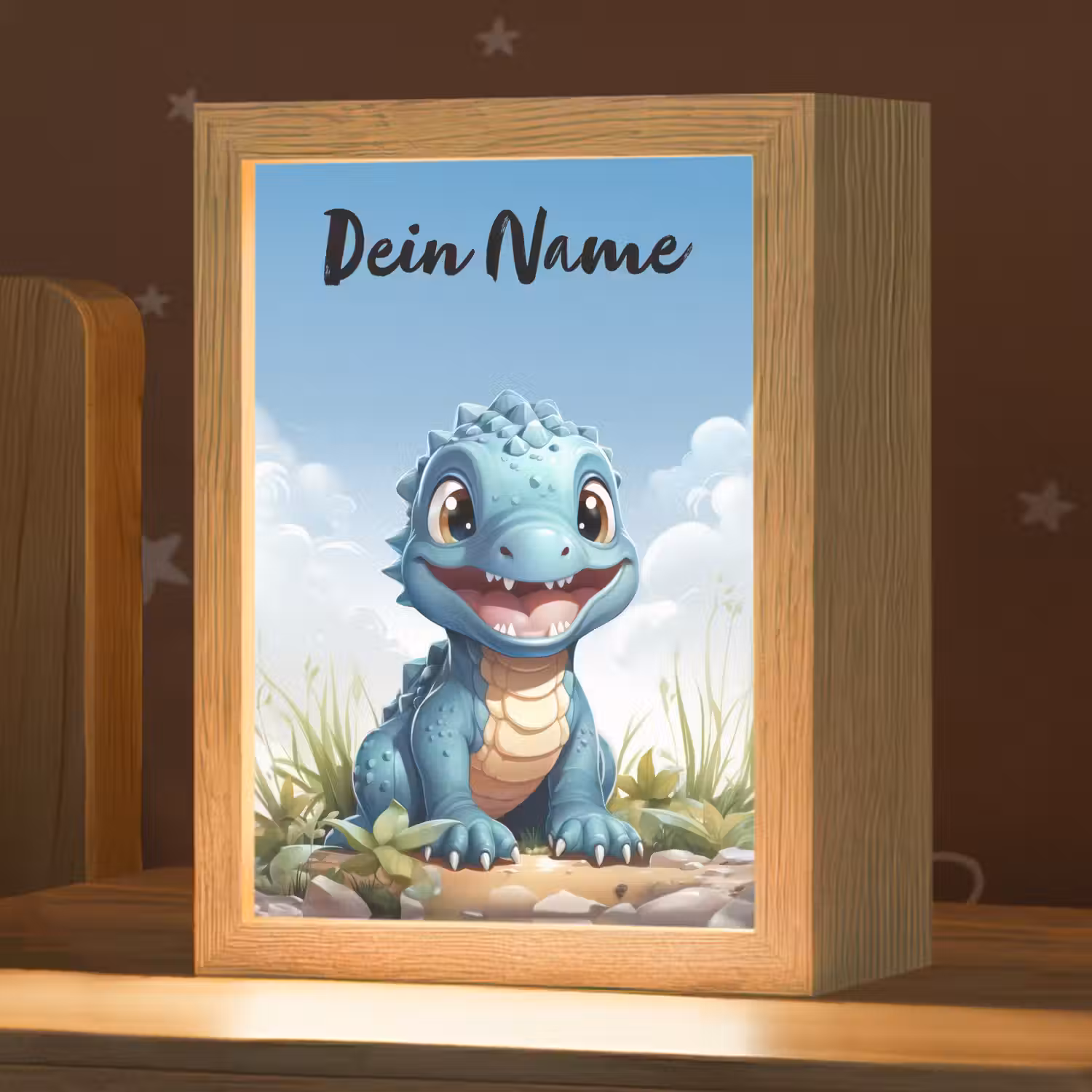Draak - Blauw - Jongens - Kinderen Light Box met kabel (Kinderlampje) klein -zzz_3d_website
