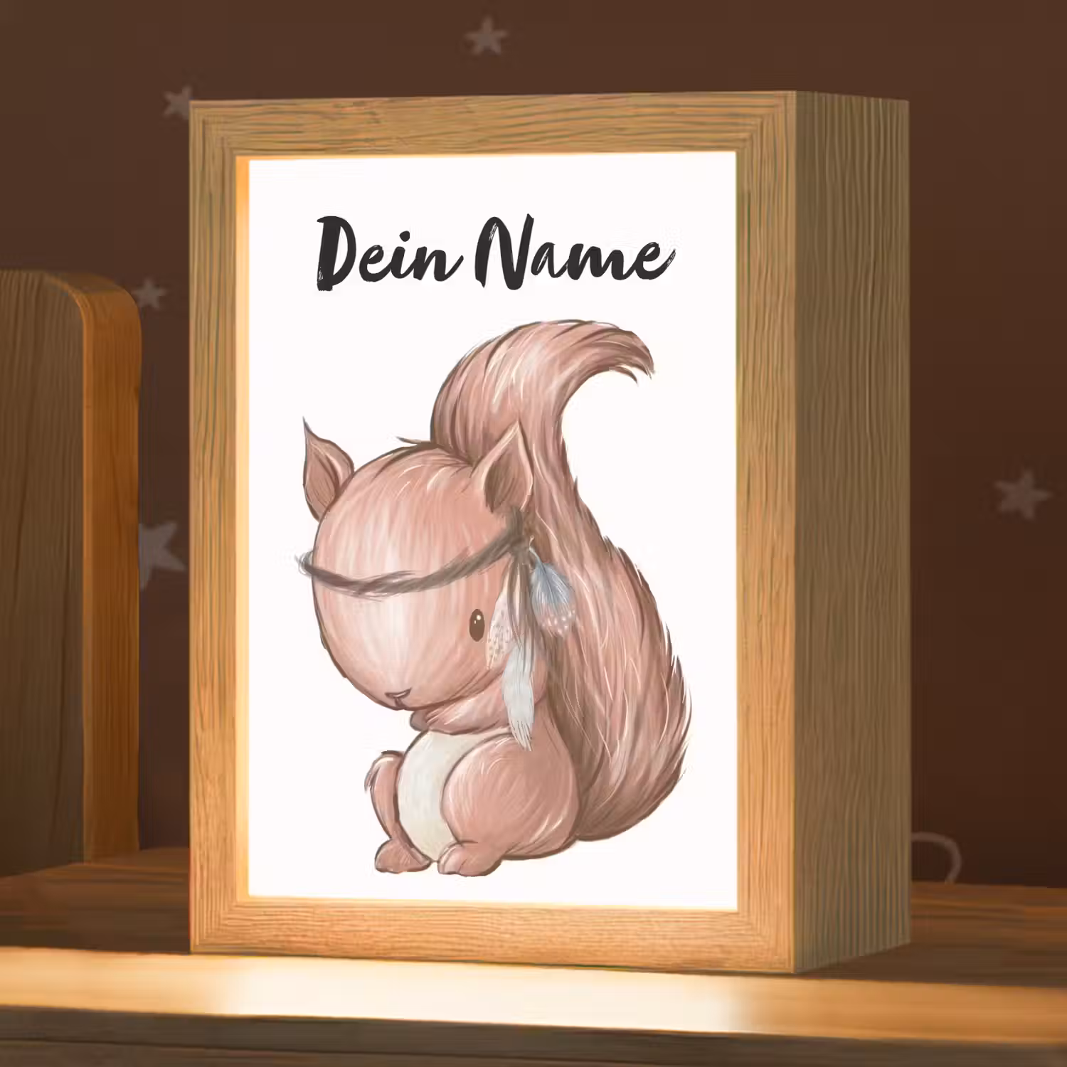 Eekhoorn - Dier - Bosdieren - Bruin Light Box met kabel (Kinderlampje) klein -zzz_3d_website