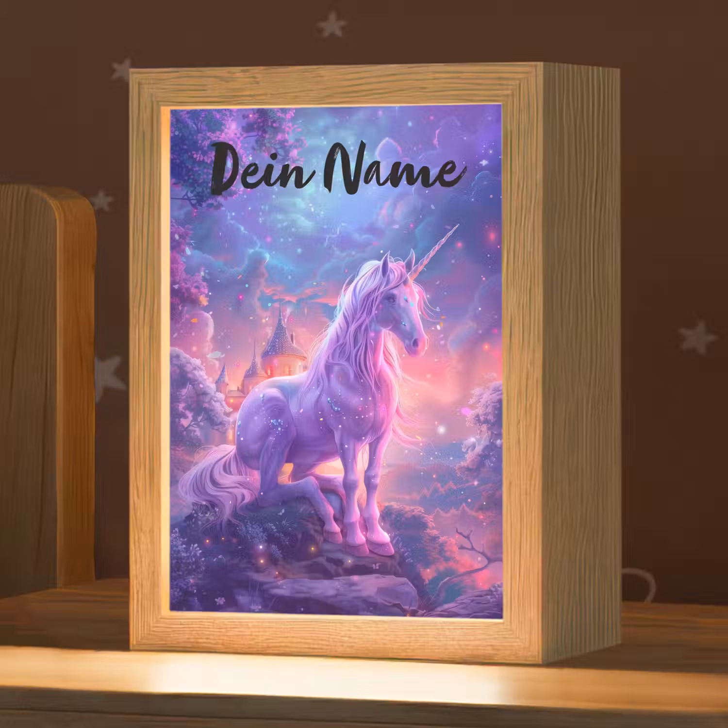Eenhoorn - Fantasy - Kasteel - Meisje - Paars - Roze Light Box met kabel (Kinderlampje) klein -zzz_3d_website
