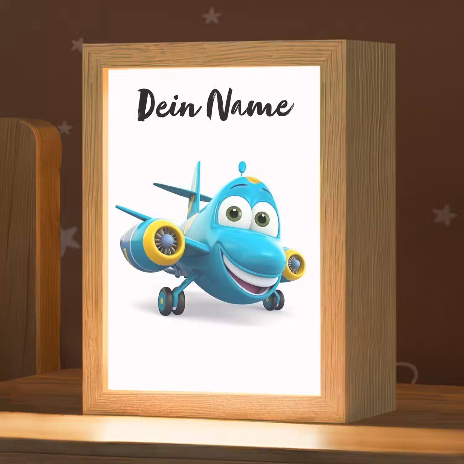 Vliegtuig - Blauw - Kinderen - Jongens Light Box met kabel (Kinderlampje) klein -zzz_3d_website