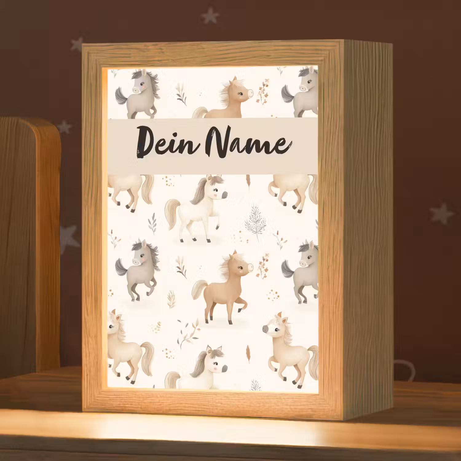 Veulens - Paard - Patroon - Beige Light Box met kabel (Kinderlampje) klein -zzz_3d_website