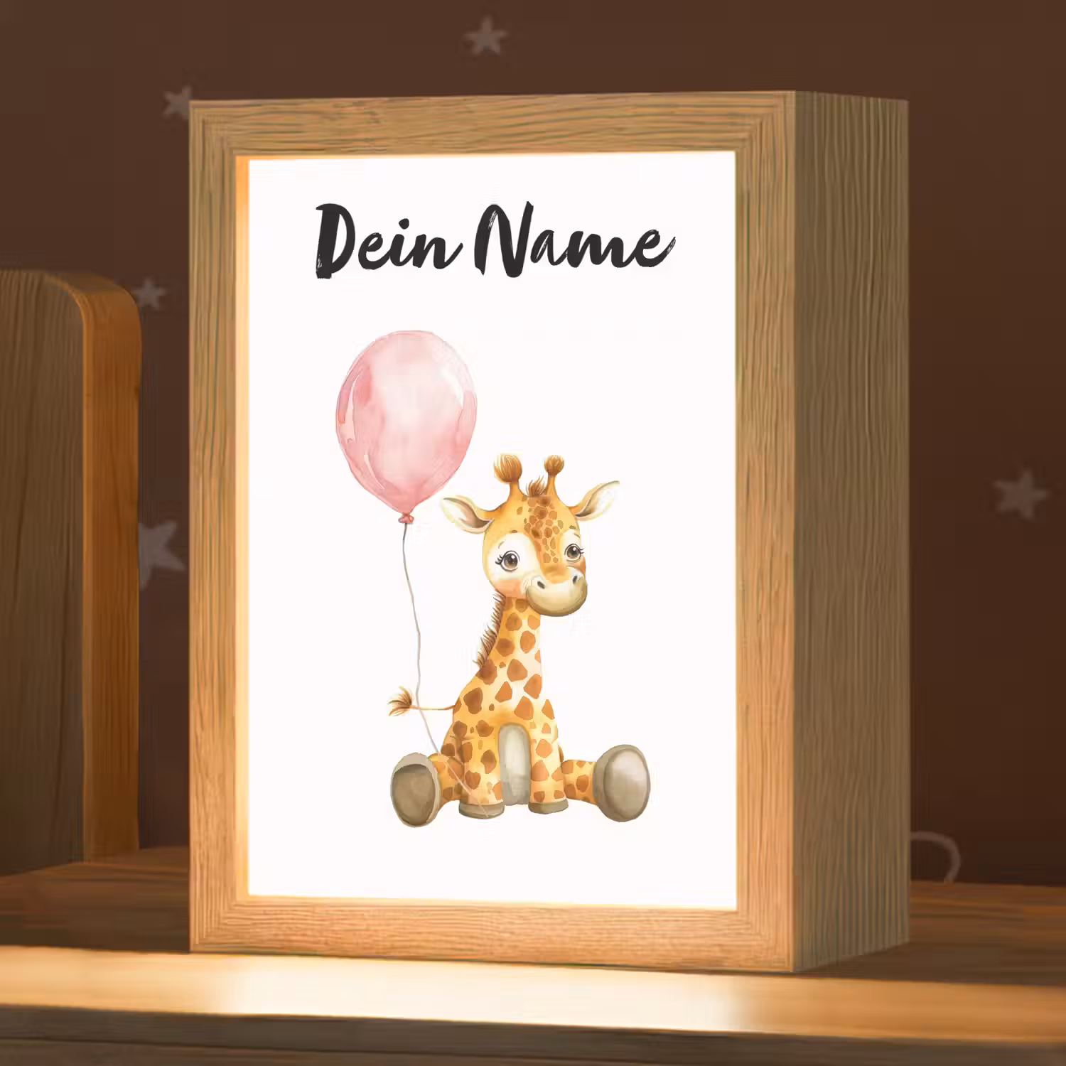Giraf - Baby - Dieren - Roze ballon Light Box met kabel (Kinderlampje) klein -zzz_3d_website