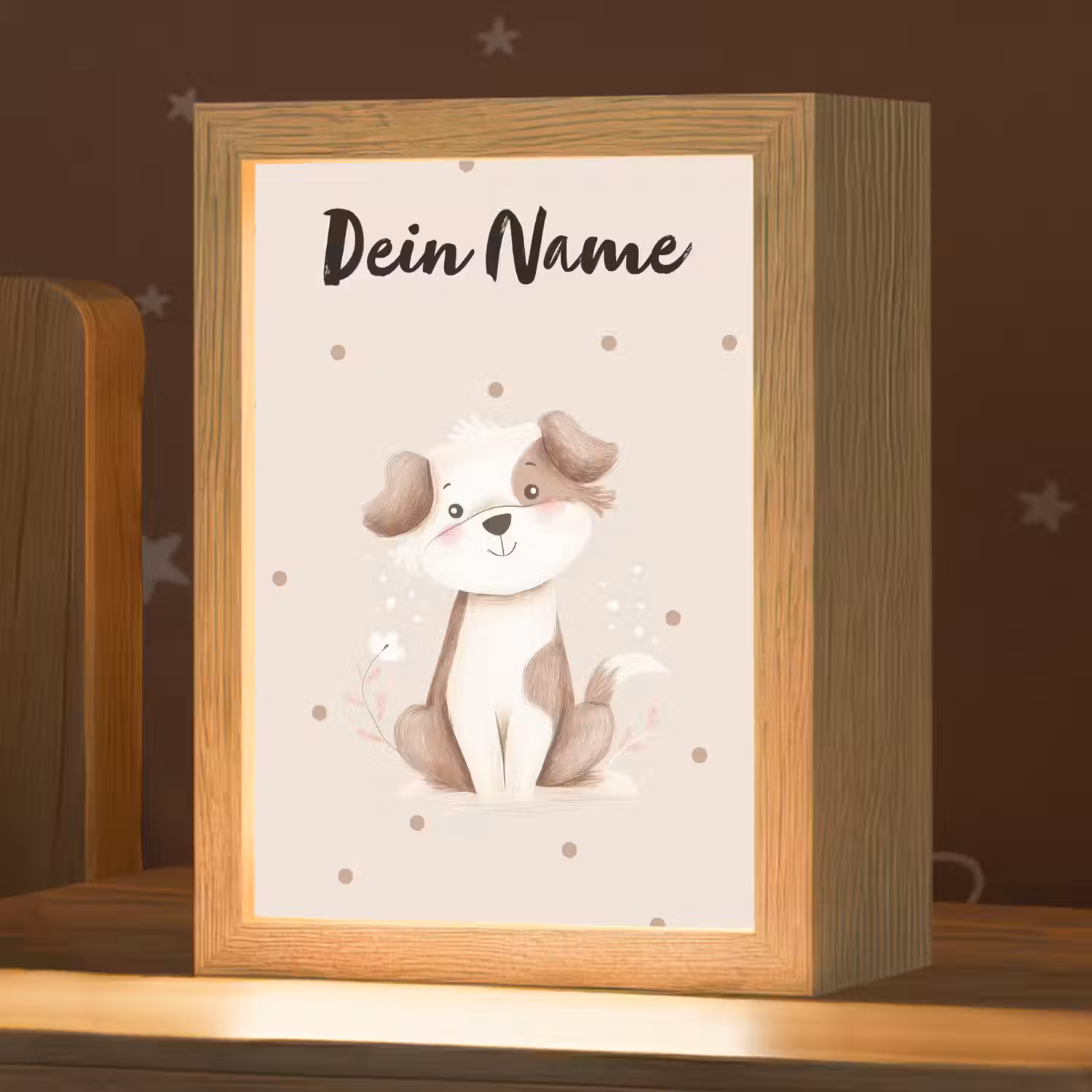 Hond - Gevlekt - Bruin - Stippen Light Box met kabel (Kinderlampje) klein -zzz_3d_website