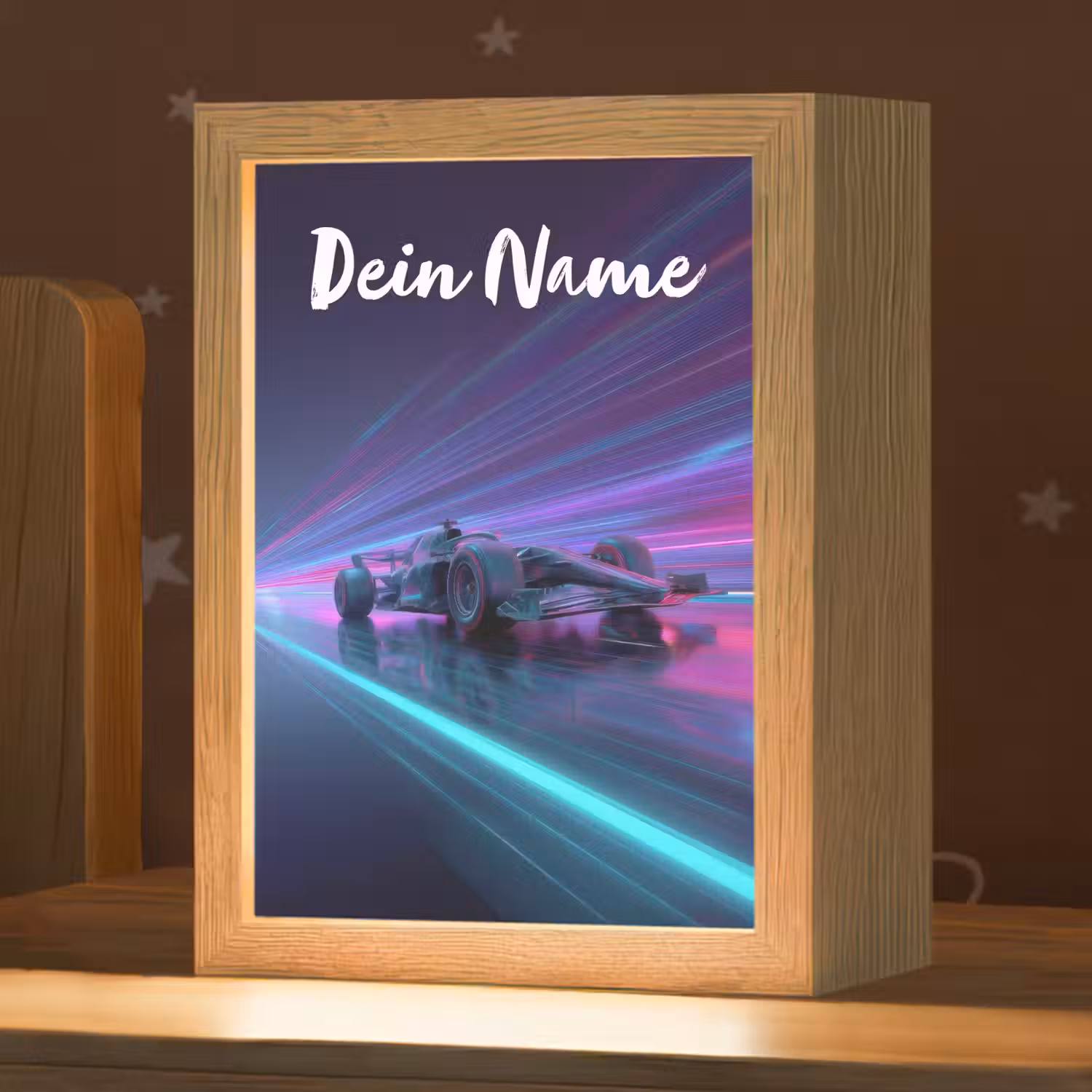 Lichtstralen - Neon - Racewagen - Paars Light Box met kabel (Kinderlampje) klein -zzz_3d_website