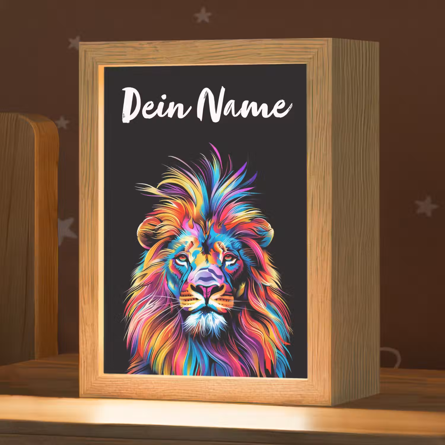 Leeuwen - Kleurrijk - Zwart - Dieren Light Box met kabel (Kinderlampje) klein -zzz_3d_website