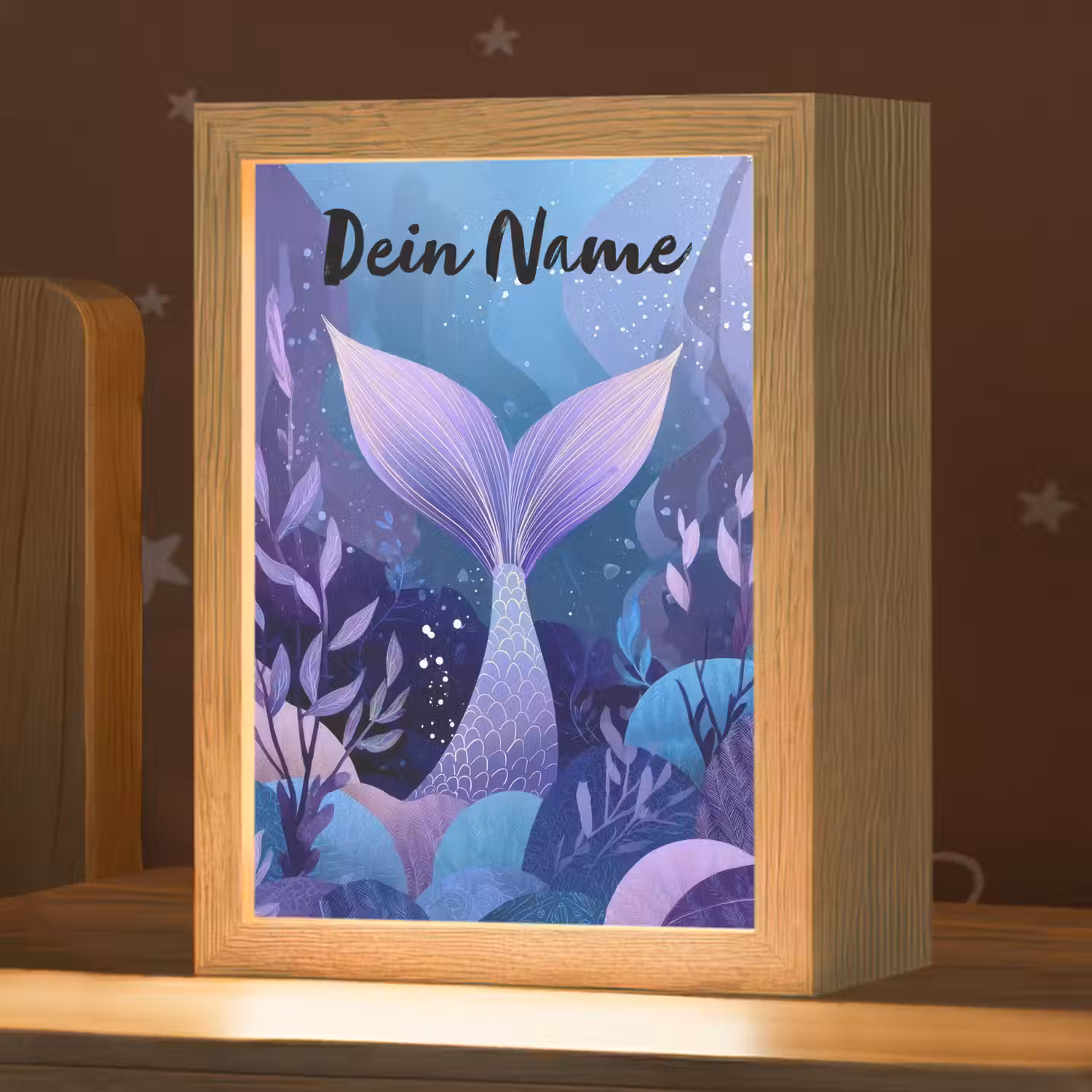 Zeemeerminnenstaart - Onderwaterplanten - Paars - Blauw Light Box met kabel (Kinderlampje) klein -zzz_3d_website