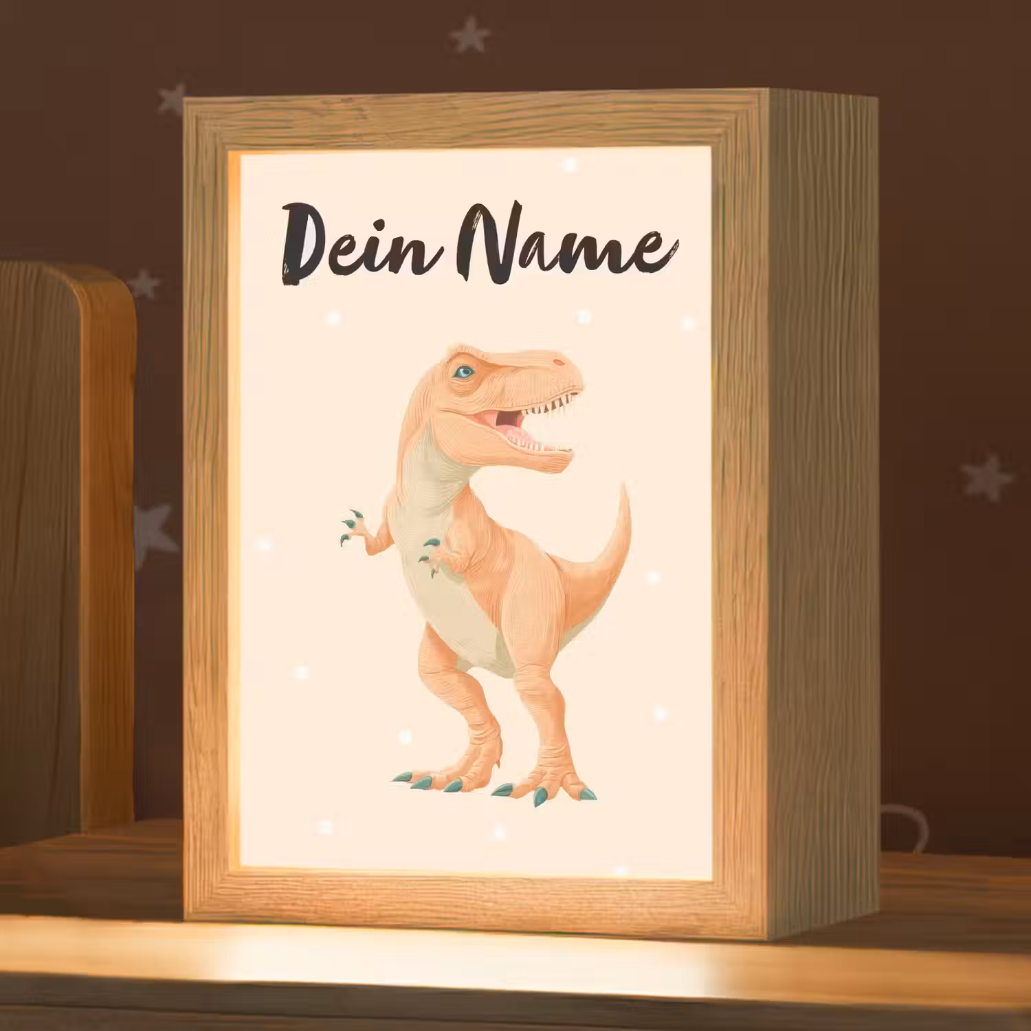 Oranje - Dino - T-Rex - Stippen Light Box met kabel (Kinderlampje) klein -zzz_3d_website