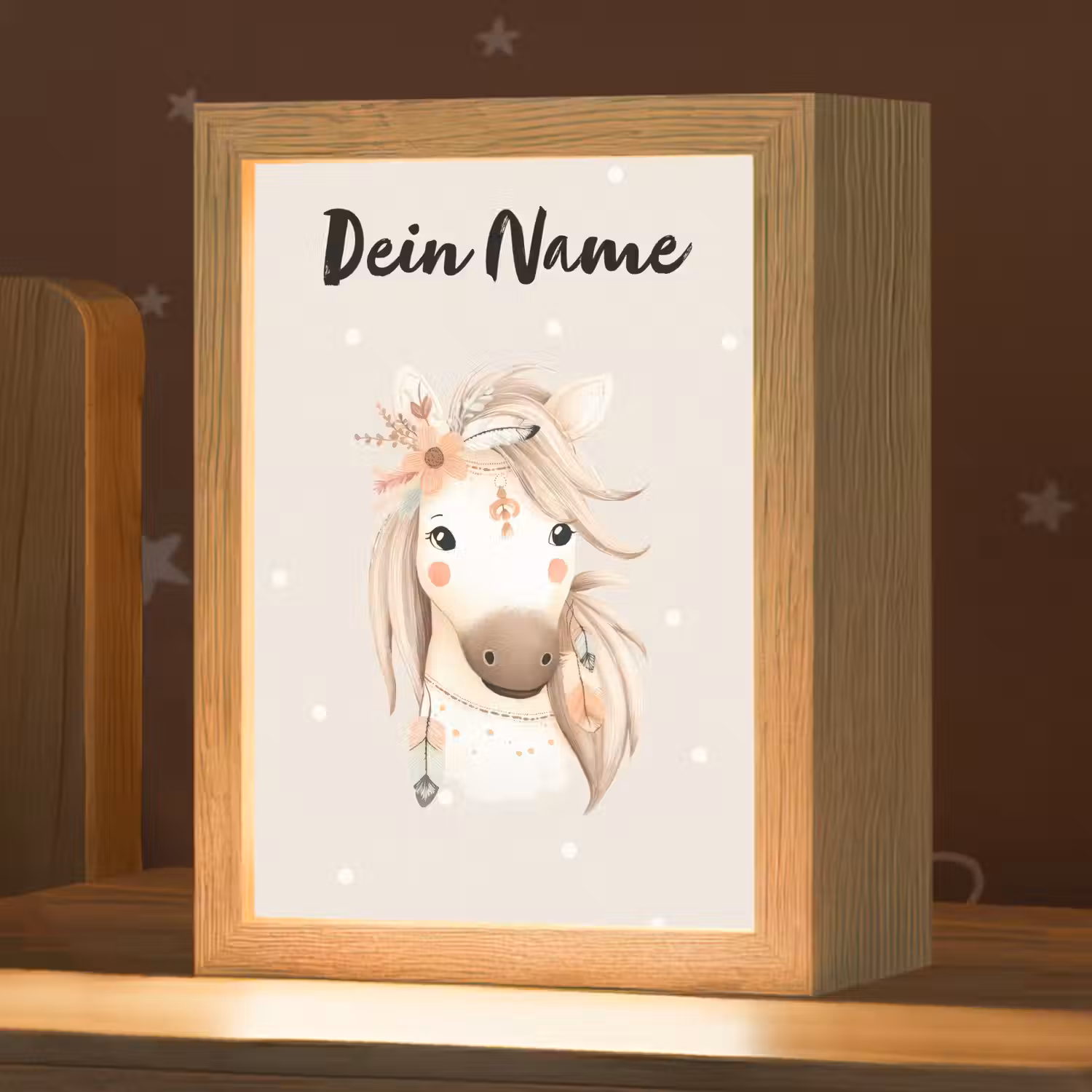 Paard - Manen - Bloemen - Stippen Light Box met kabel (Kinderlampje) klein -zzz_3d_website