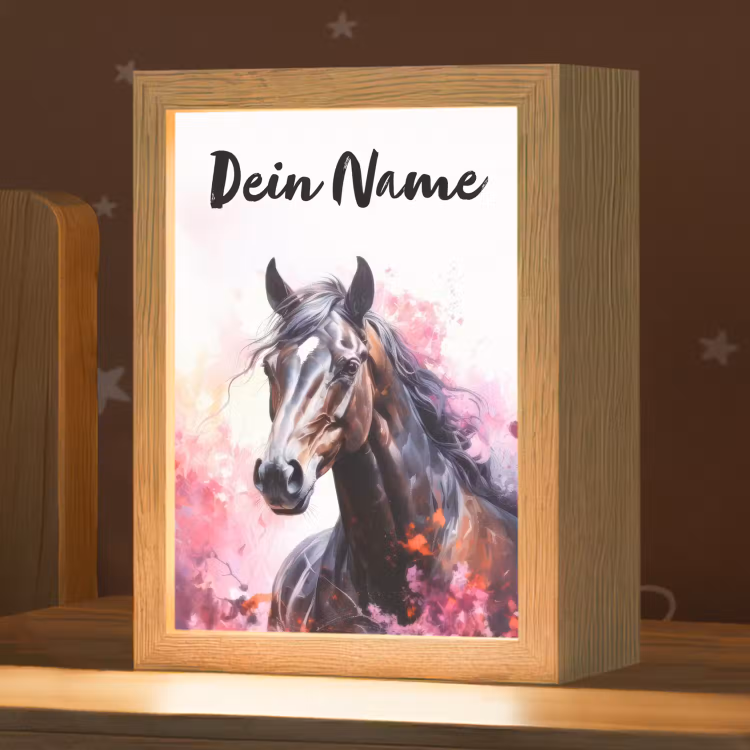 Paard - Dieren - Meisje - Roze Light Box met kabel (Kinderlampje) klein -zzz_3d_website
