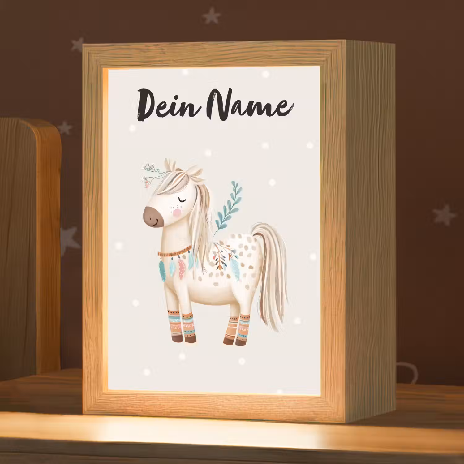 Pony - Stippen - Lichtbruin - Veren Light Box met kabel (Kinderlampje) klein -zzz_3d_website