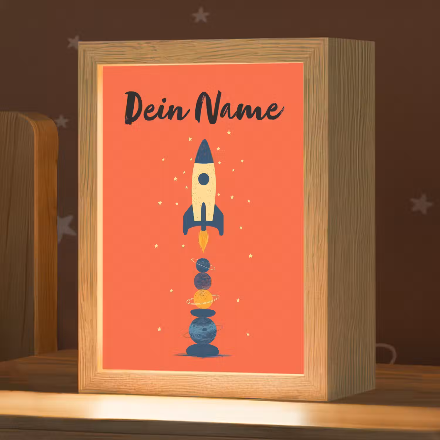 Raket - Planeten - Rood Light Box met kabel (Kinderlampje) klein -zzz_3d_website