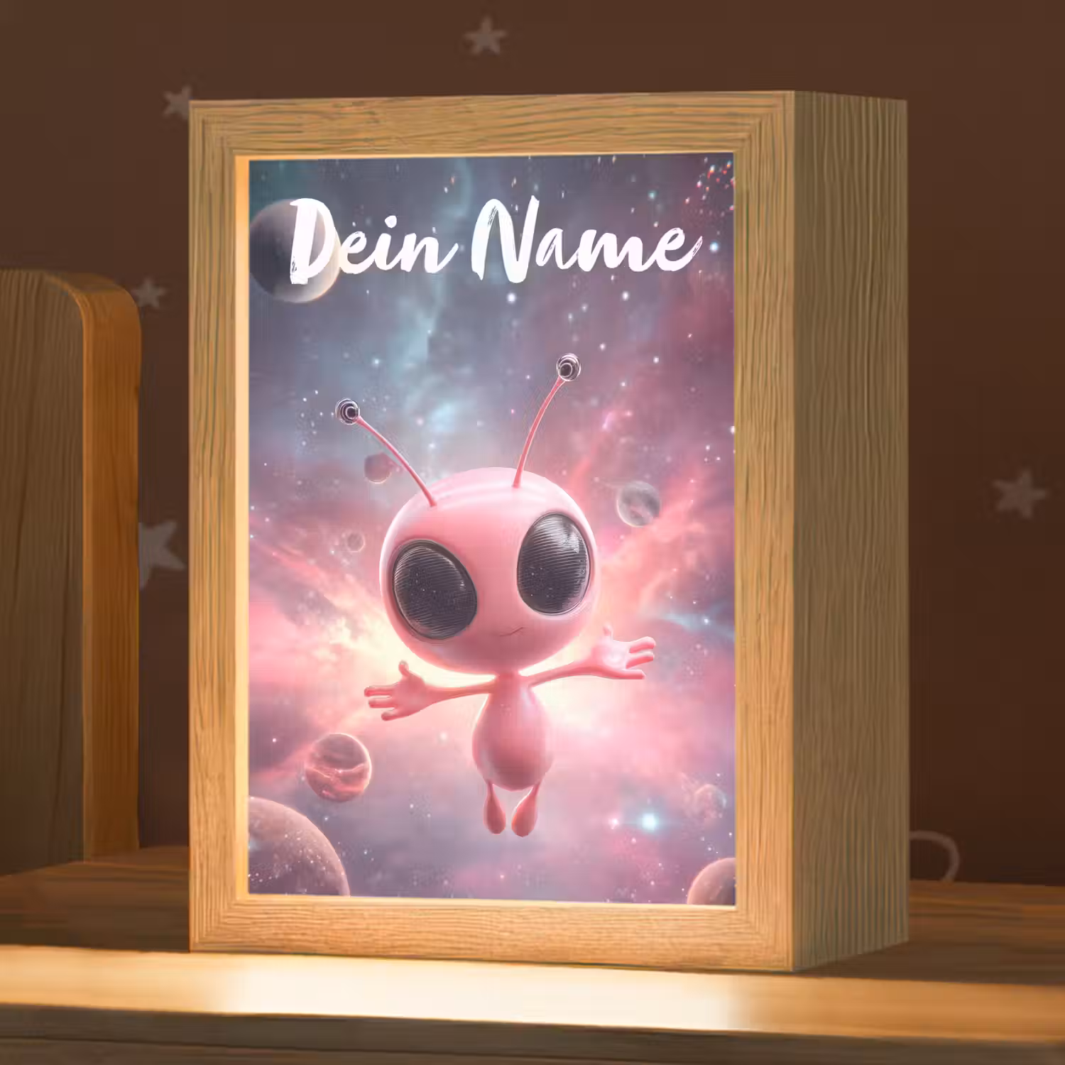 Roze - Alien - Planeten - Ruimte Light Box met kabel (Kinderlampje) klein -zzz_3d_website