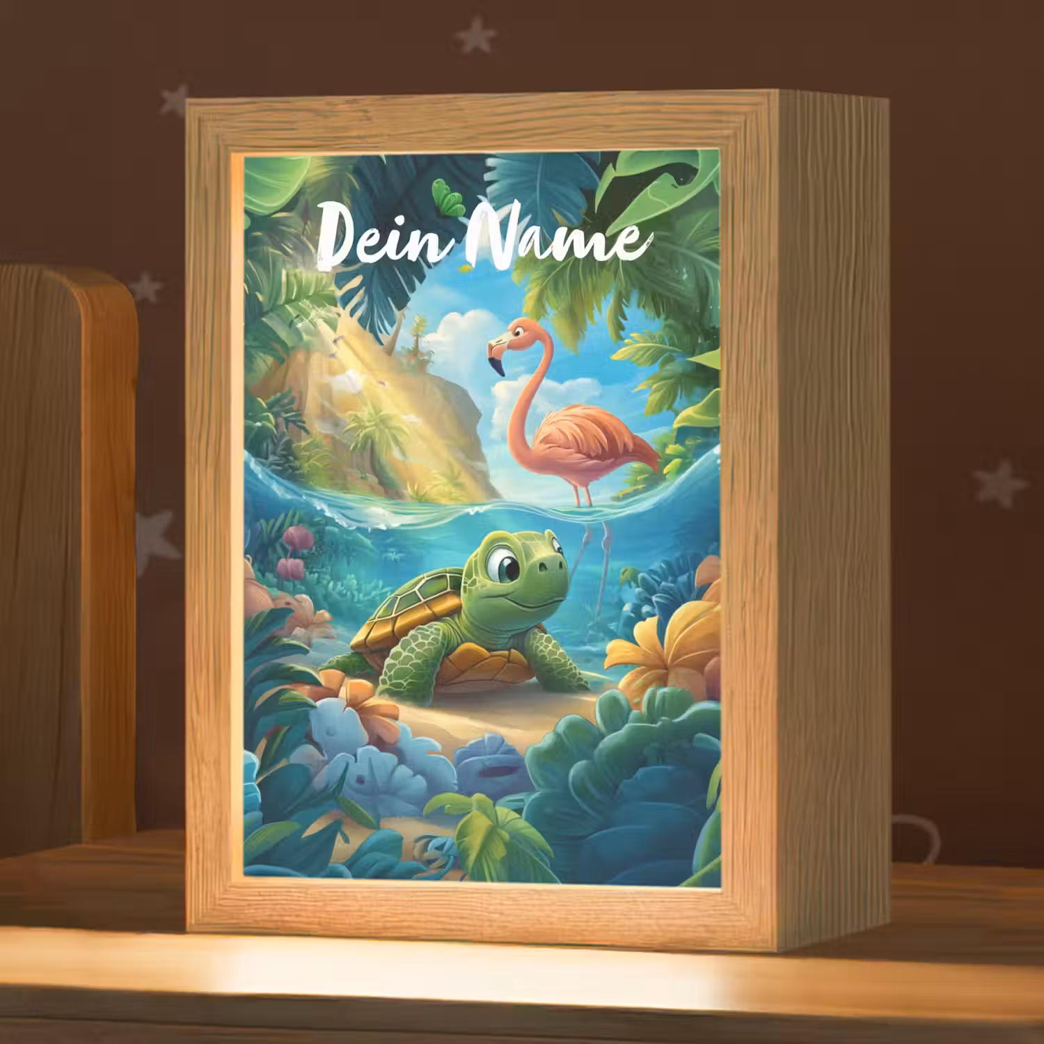 Schildpad - Flamingo - Tropisch - Oceaan Light Box met kabel (Kinderlampje) klein -zzz_3d_website