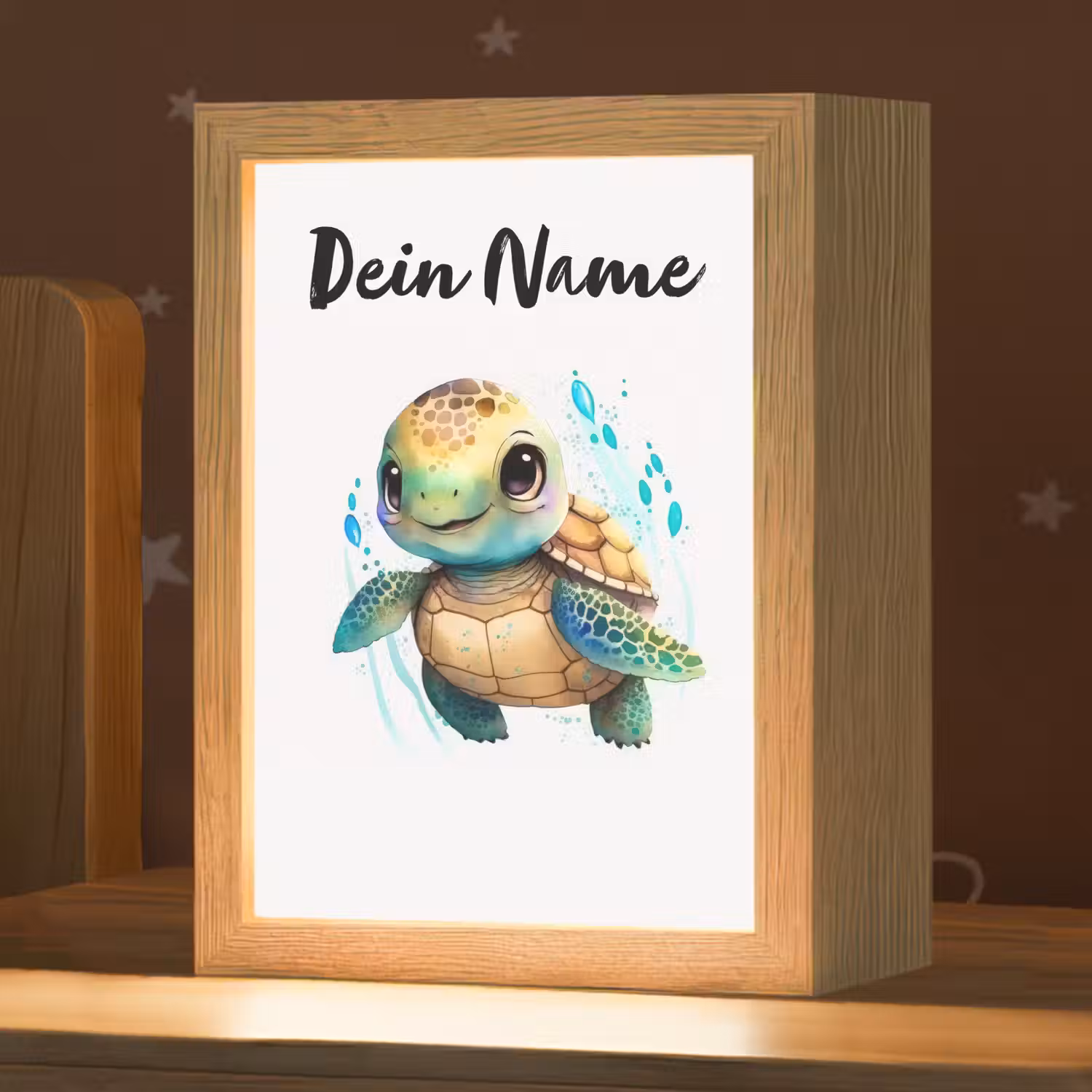 Schildpad - Waterverf - Kleuren - Dieren - Meisjes - Jongens Light Box met kabel (Kinderlampje) klein -zzz_3d_website