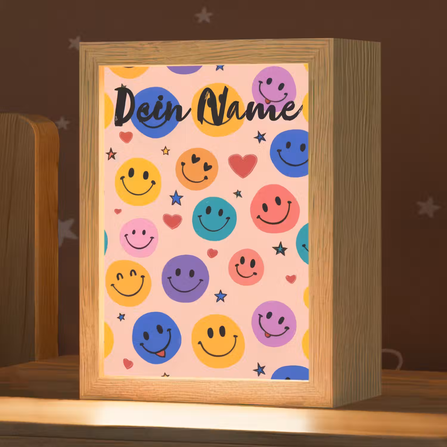Smileys - Kleurrijk - Hartjes Light Box met kabel (Kinderlampje) klein -zzz_3d_website