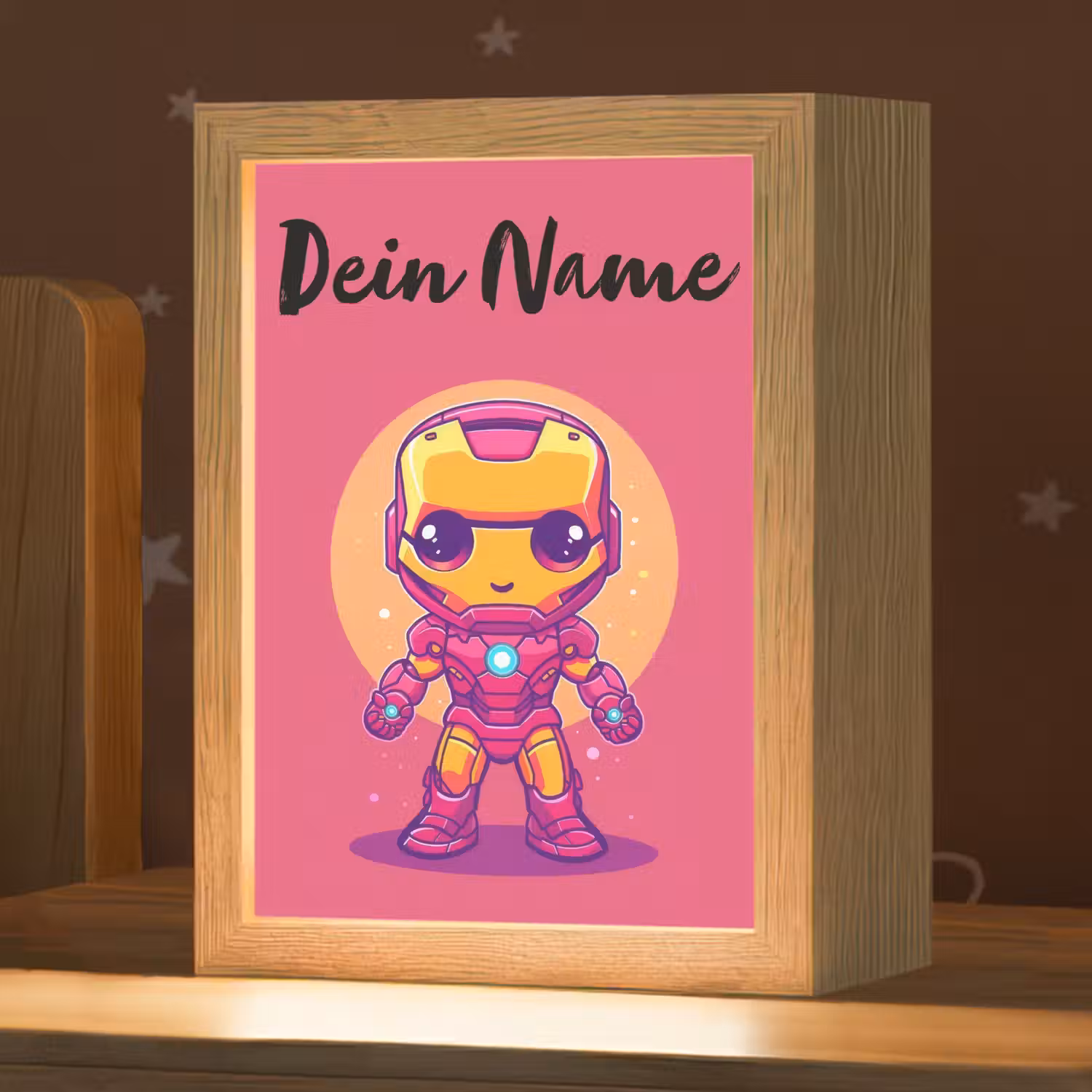 Superheld - Jongens - Rood - Paars Light Box met kabel (Kinderlampje) klein -zzz_3d_website