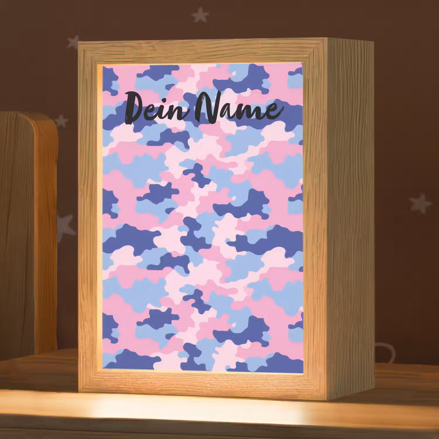 Camouflage - Roze - Blauw Light Box met kabel (Kinderlampje) klein -zzz_3d_website
