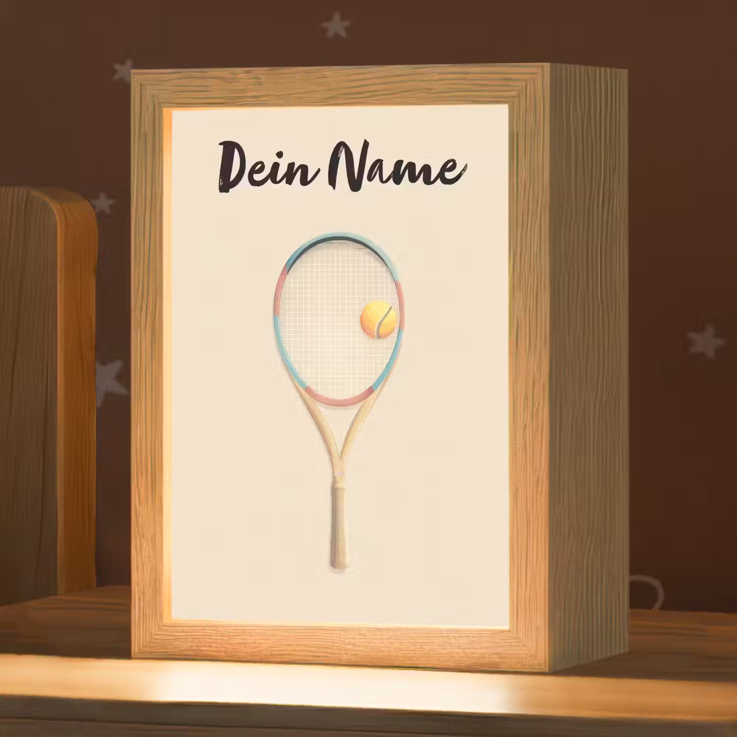 Tennisracket - Bal - Beige Light Box met kabel (Kinderlampje) klein -zzz_3d_website