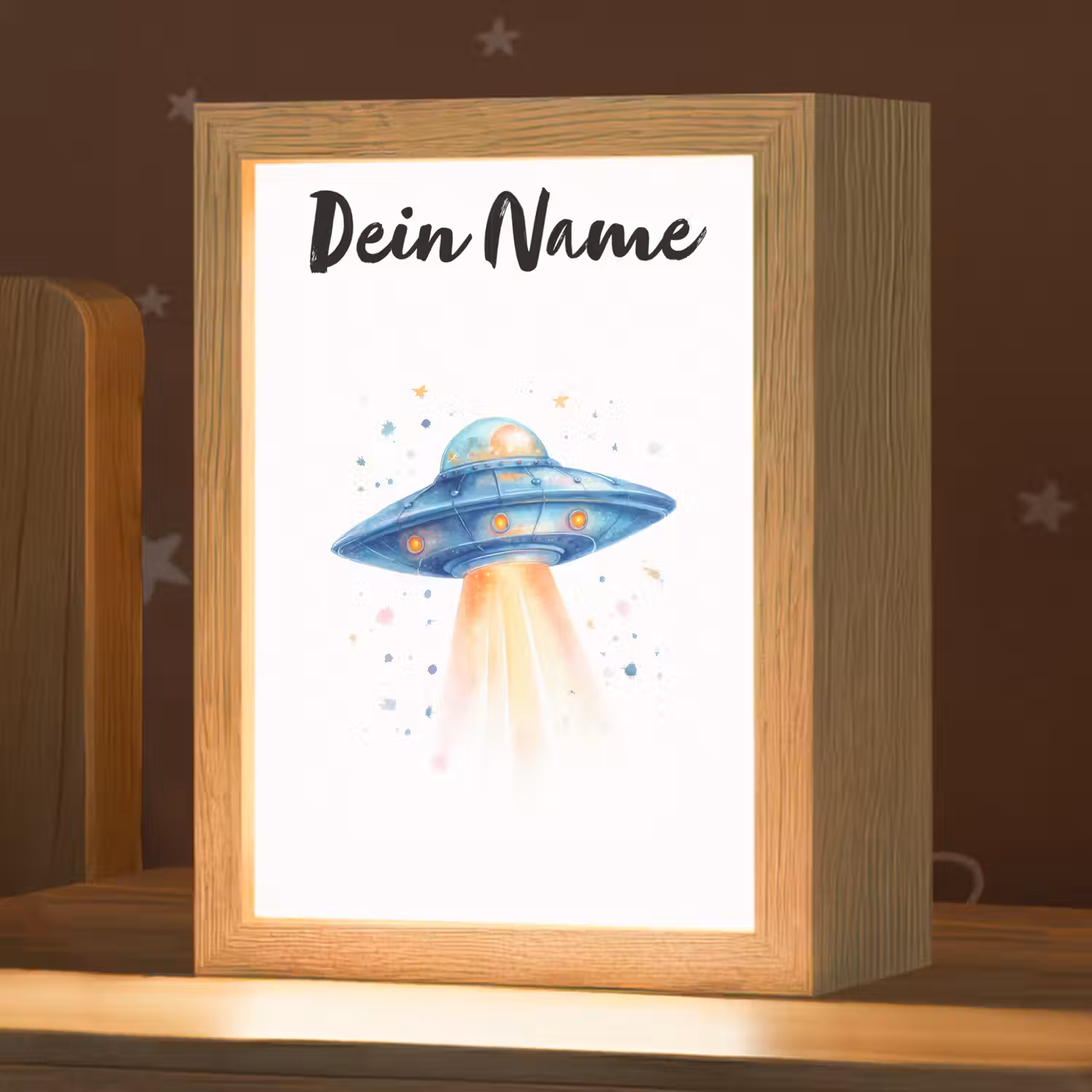 Ruimte - Ufo - Sterren Light Box met kabel (Kinderlampje) klein -zzz_3d_website