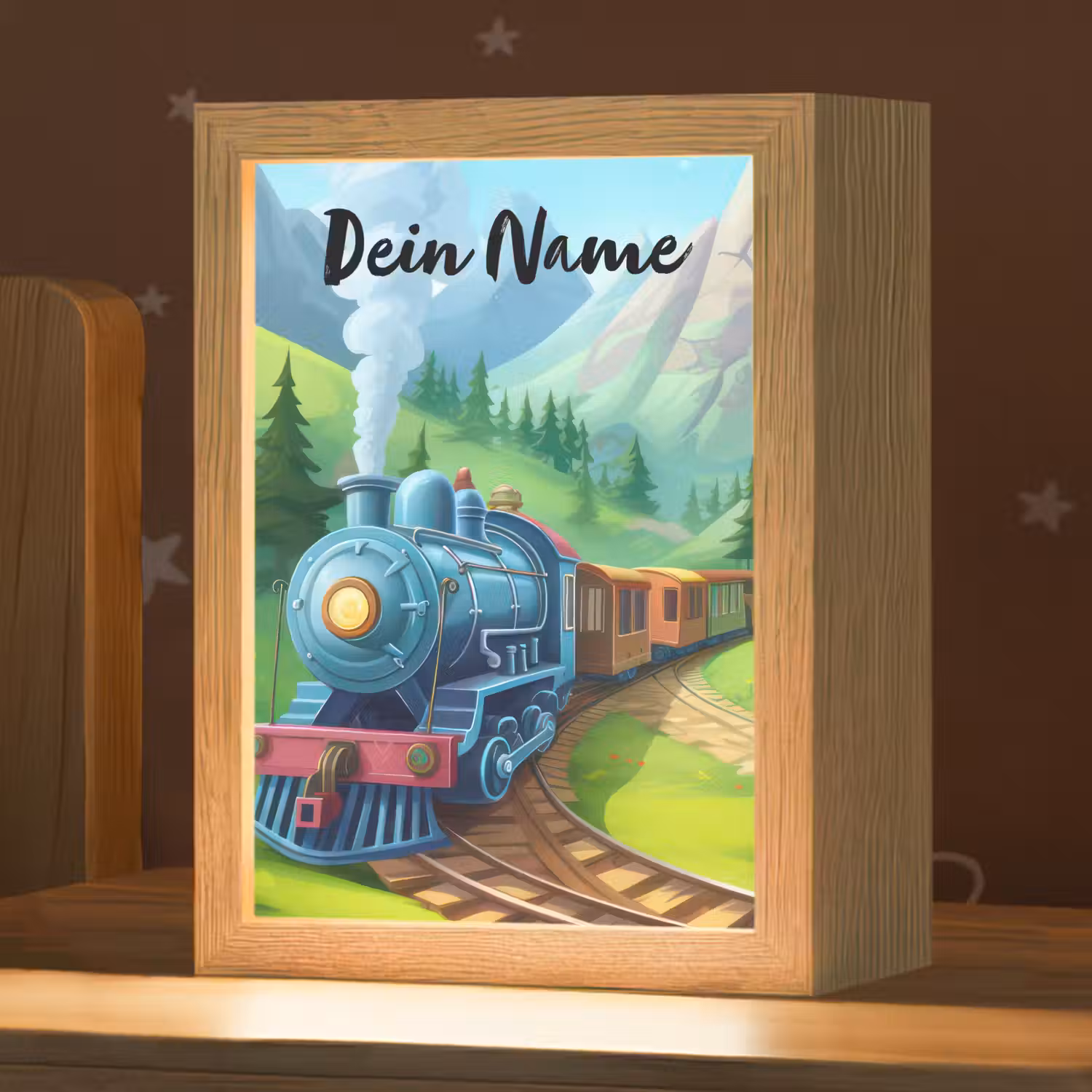 Trein - Bloemen - Kinderen - Natuur Light Box met kabel (Kinderlampje) klein -zzz_3d_website