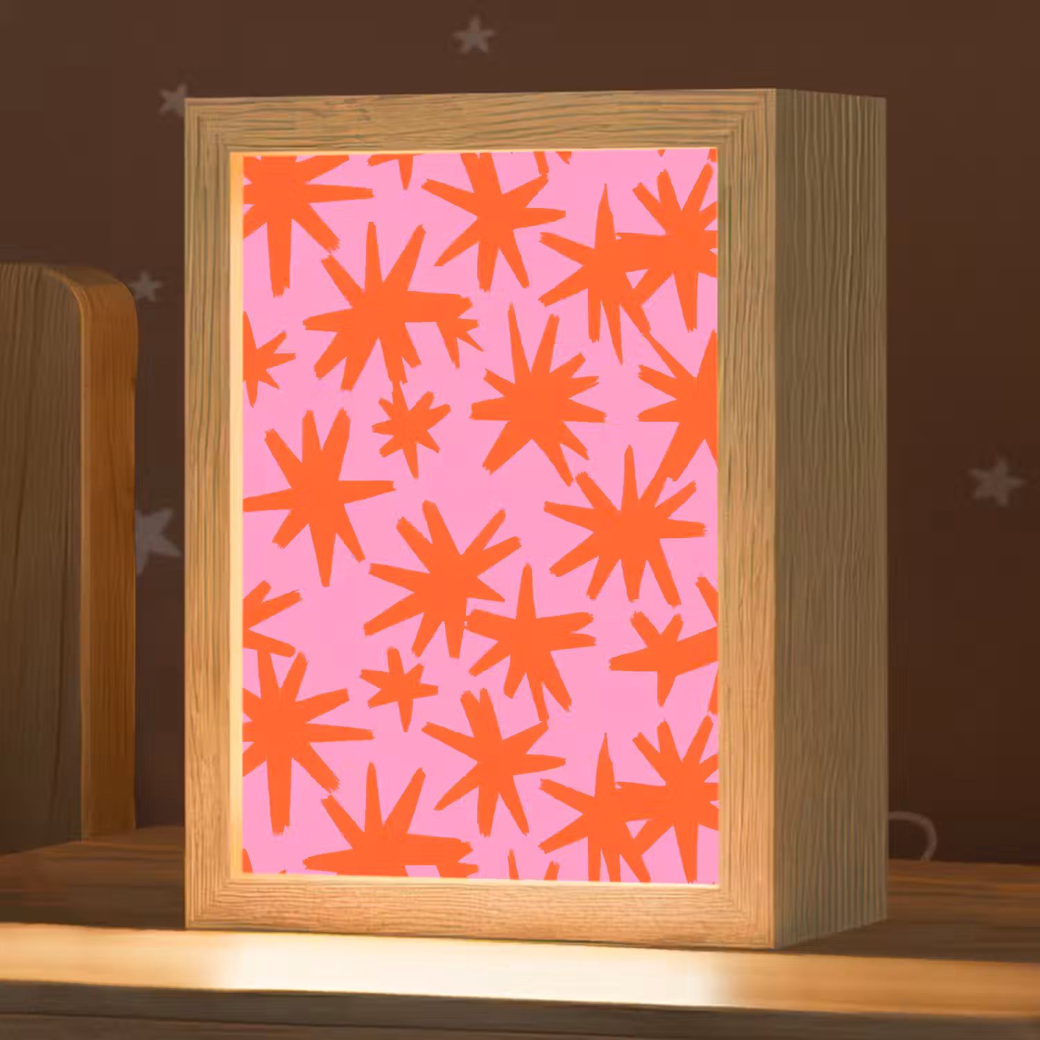 Modern - Sterren - Roze Light Box met kabel (Kinderlampje) klein 904 -zzz_3d_website