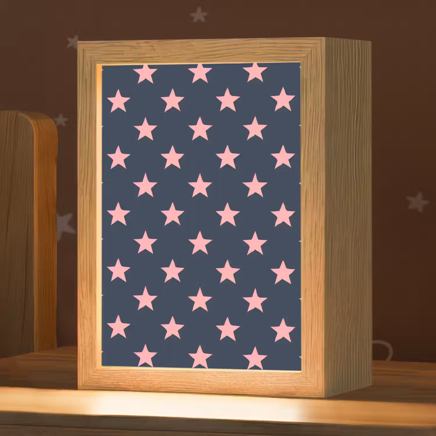 Patroon - Sterren - Roze Light Box met kabel (Kinderlampje) klein 904 -zzz_3d_website