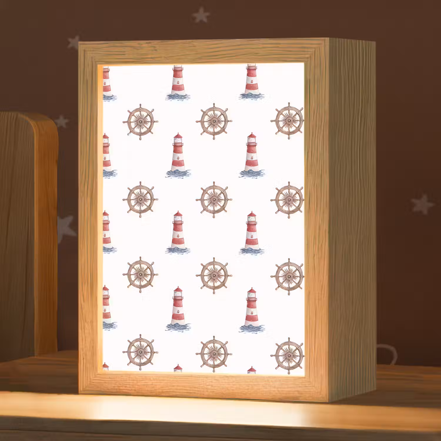 Nautisch - Klassiek - Rood Light Box met kabel (Kinderlampje) klein 904 -zzz_3d_website