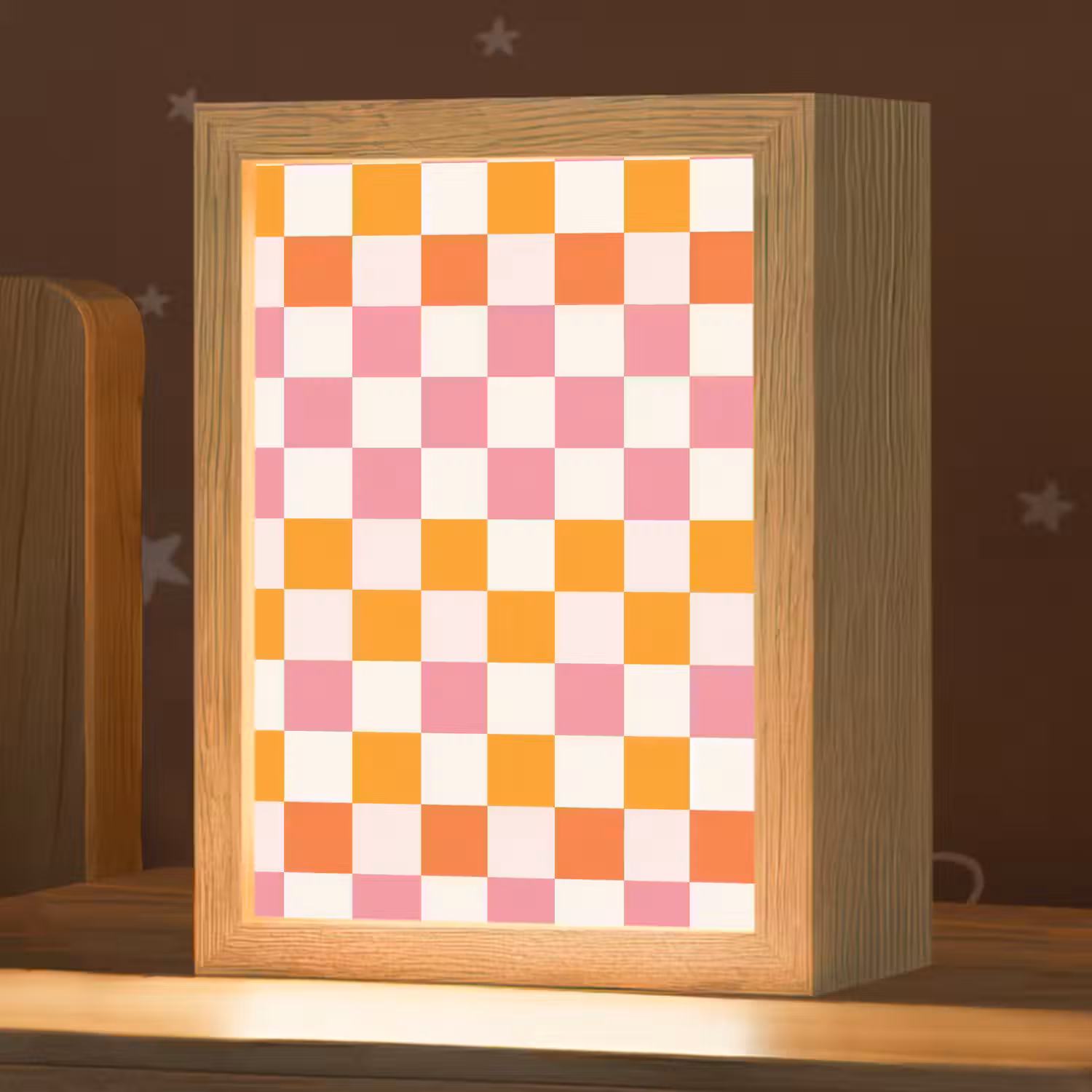 Vierkant - Patroon - Oranje Light Box met kabel (Kinderlampje) klein 904 -zzz_3d_website