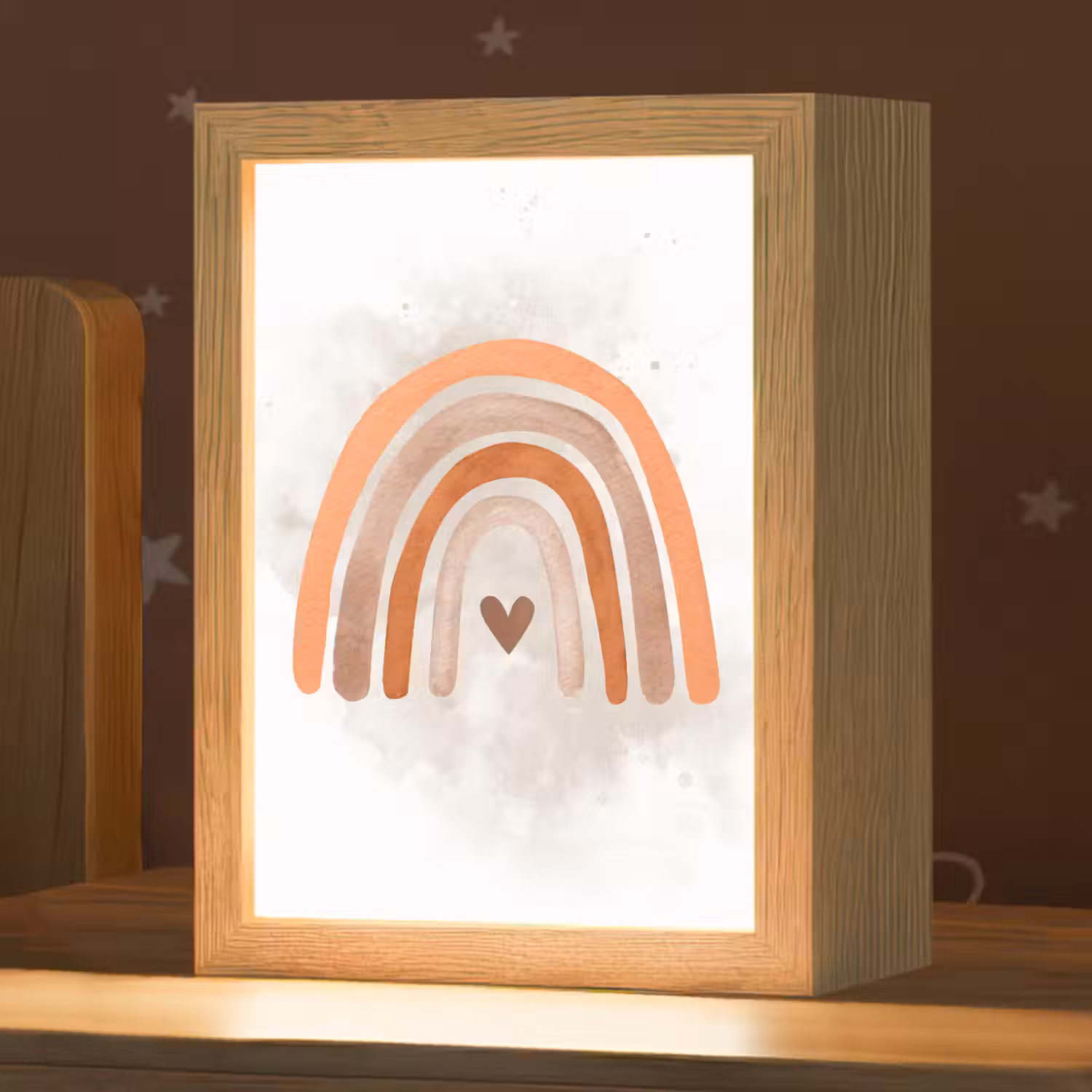 Regenboog - Roze - Pastel kleuren - Hartje Light Box met kabel klein -zzz_3d_website