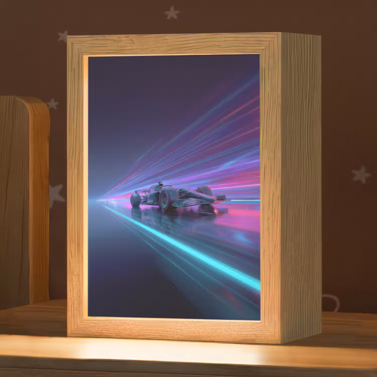 Racewagen - Neon - Snelheid - Paars Light Box met kabel klein -zzz_3d_website